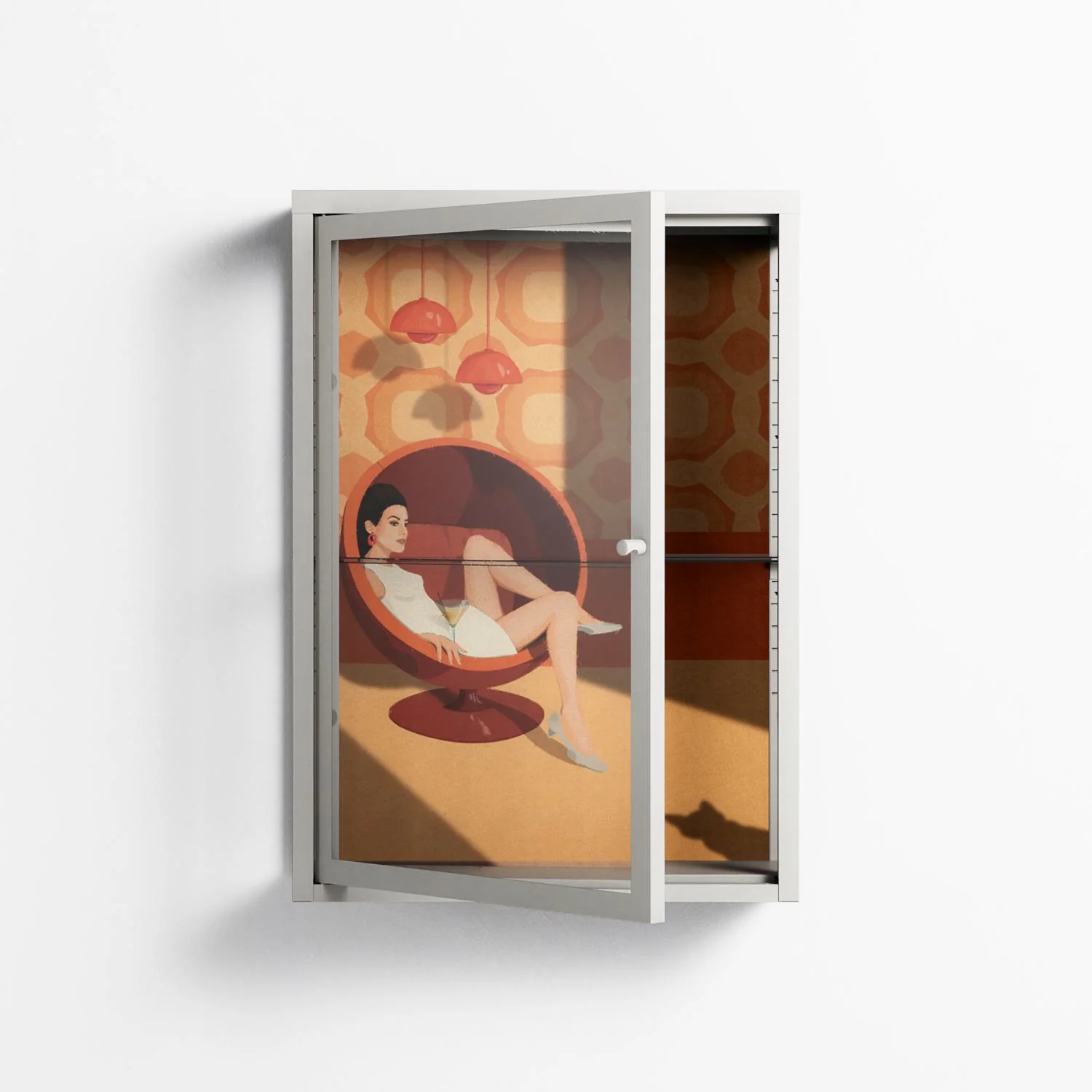 Women In Ballchair - Wall Cabinet - Kristin Eriksson - Chalk - Clear glass - Image 2