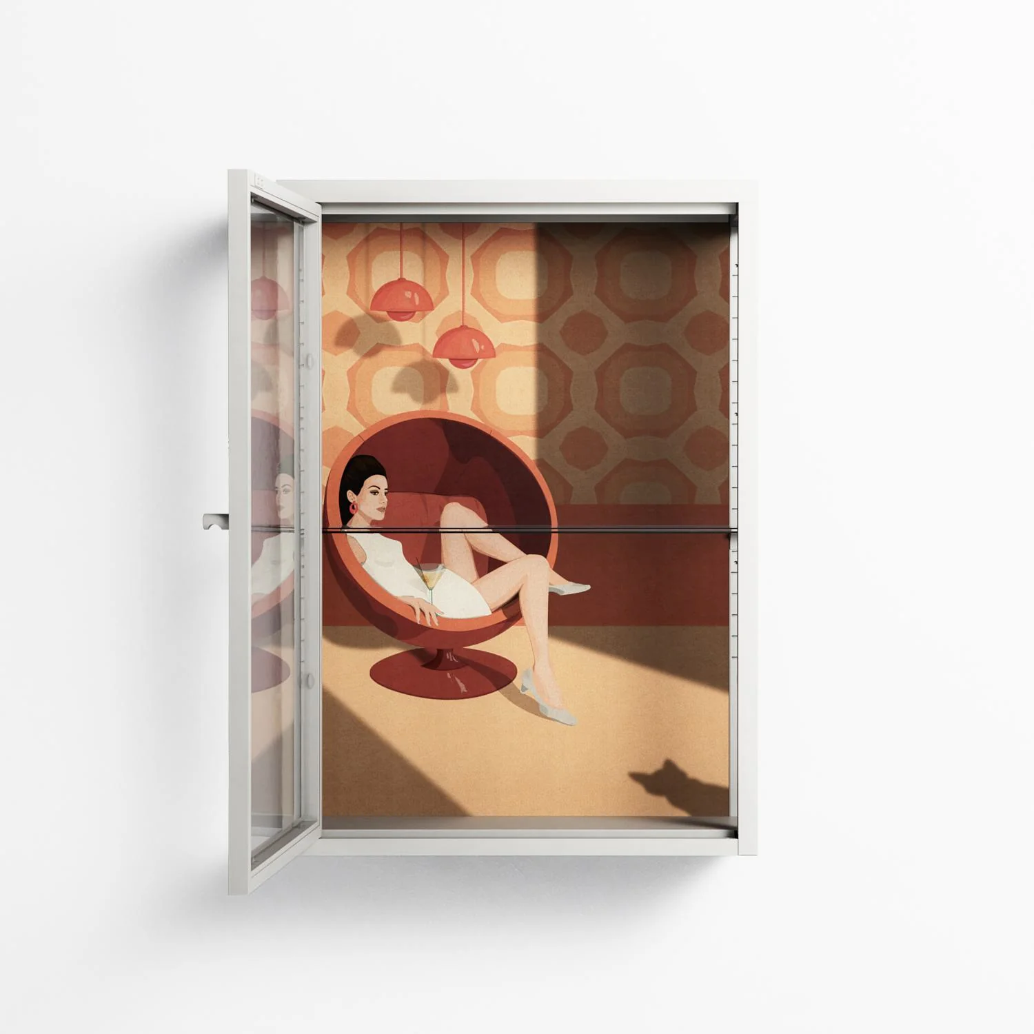 Women In Ballchair - Wall Cabinet - Kristin Eriksson - Chalk - Clear glass - Image 3