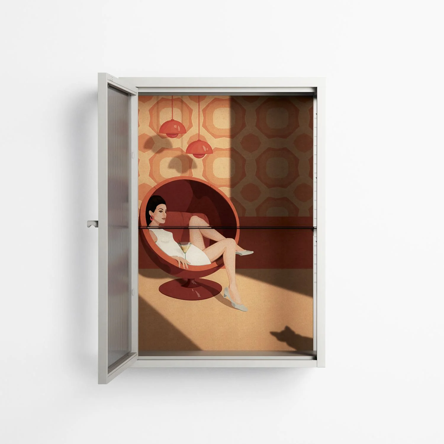 Women In Ballchair - Wall Cabinet - Kristin Eriksson - Chalk - Reeded glass - Image 3