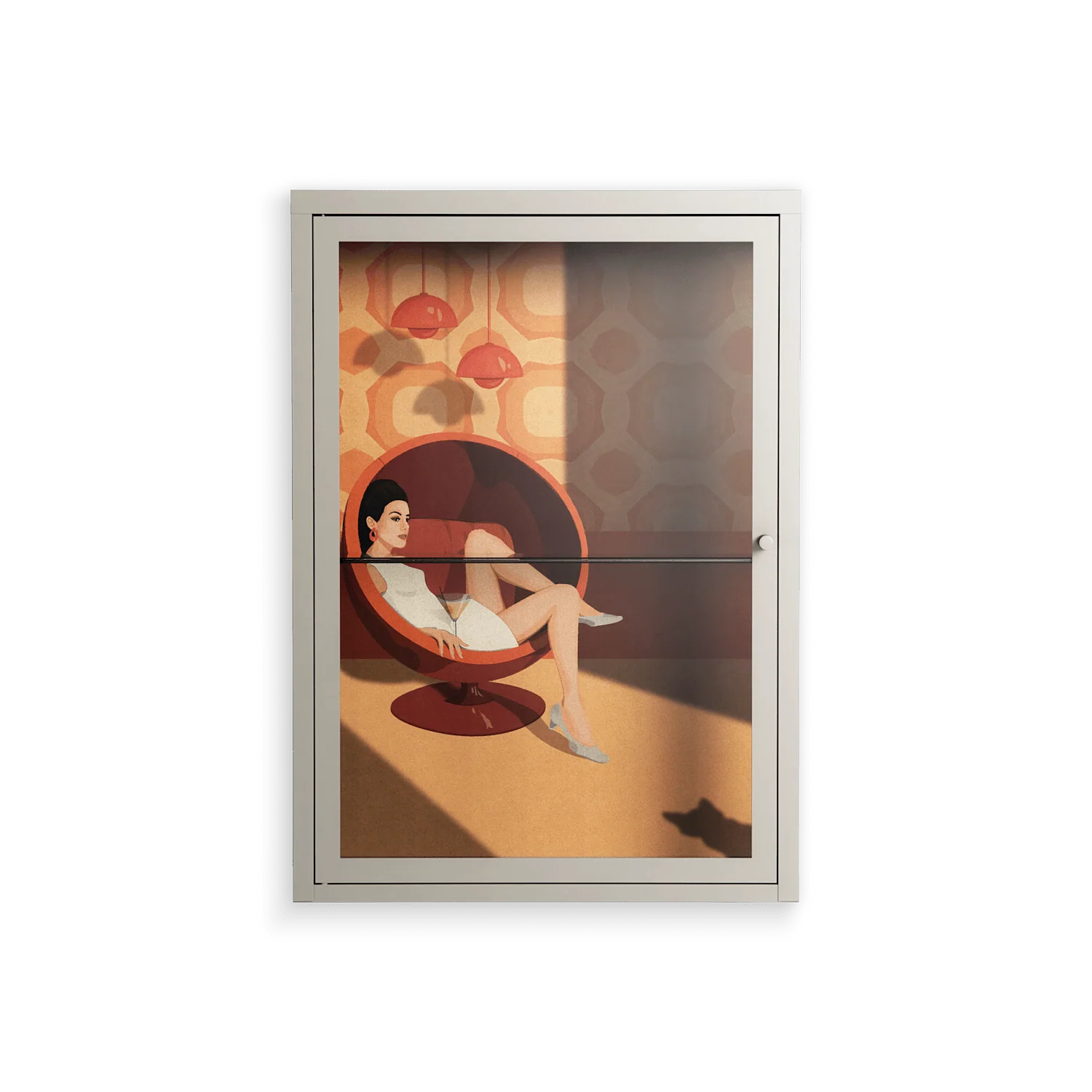 Women In Ballchair - Wall Cabinet - Kristin Eriksson - Pebble - Clear glass