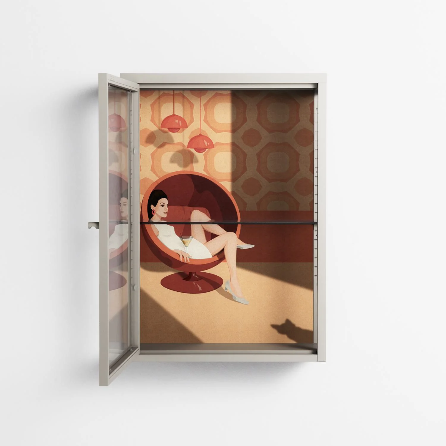 Women In Ballchair - Wall Cabinet - Kristin Eriksson - Pebble - Clear glass - Image 3