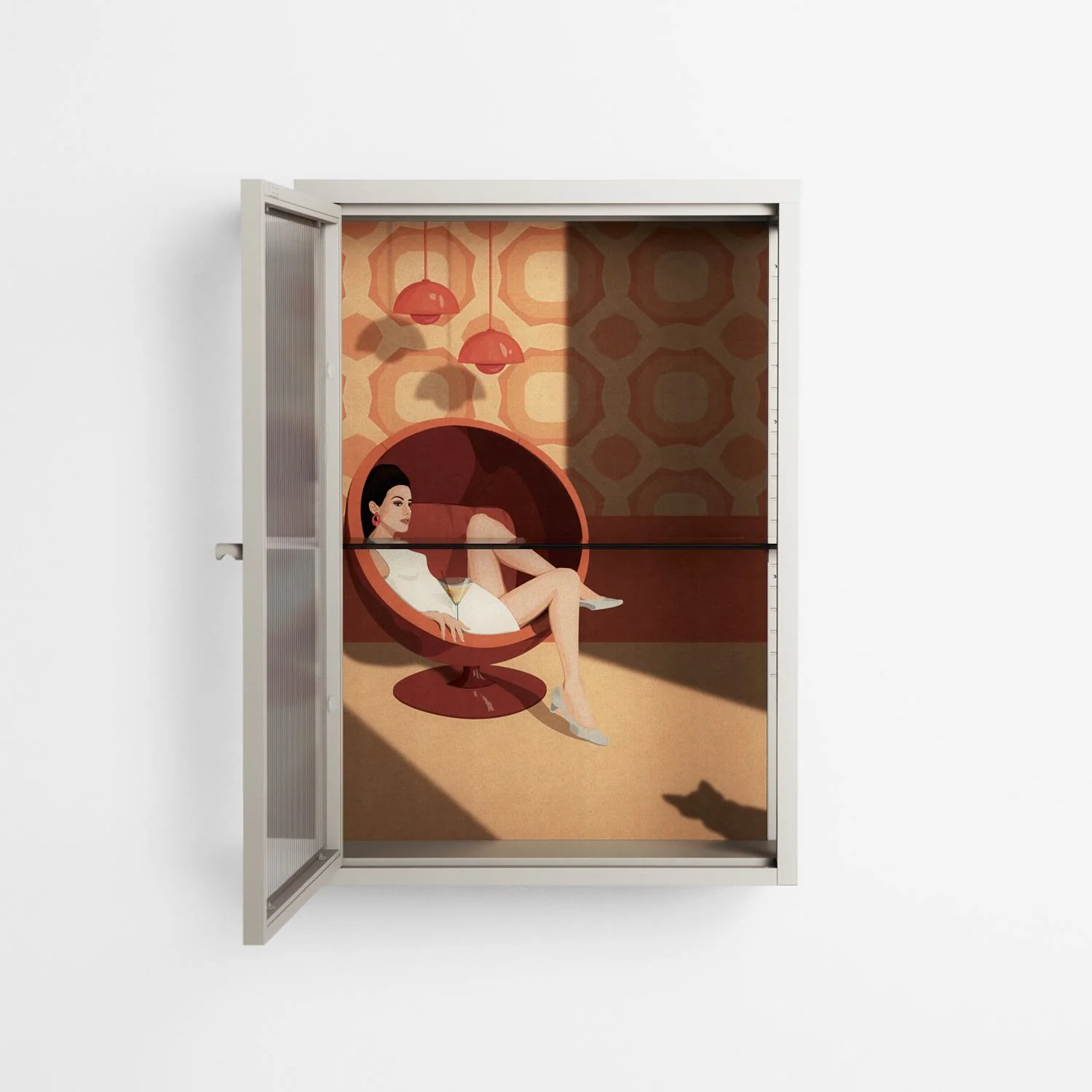 Women In Ballchair - Wall Cabinet - Kristin Eriksson - Pebble - Reeded glass - Image 3