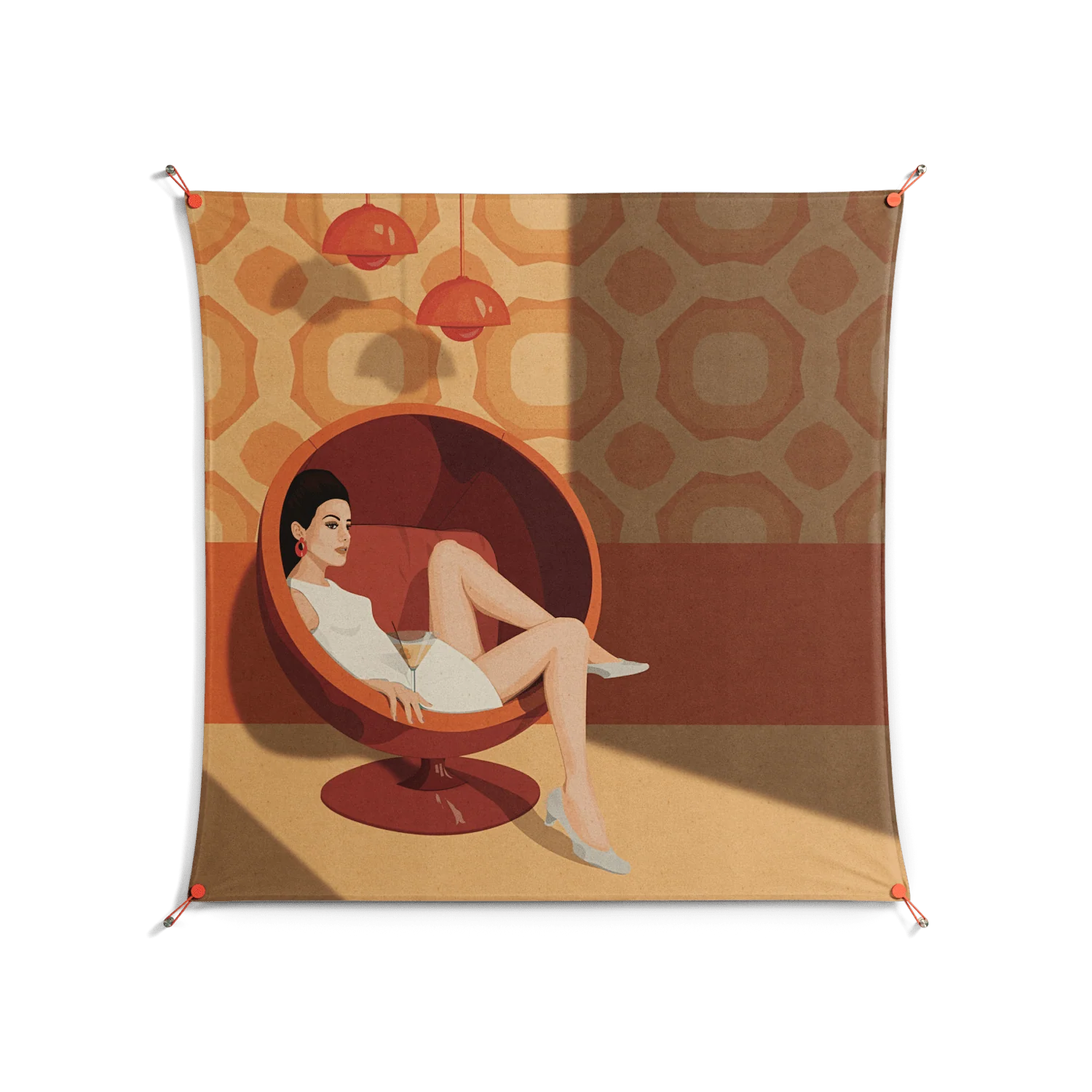 Women in ballchair - Work On Wall - Kristin Eriksson - Orange - 140 x 140 cm
