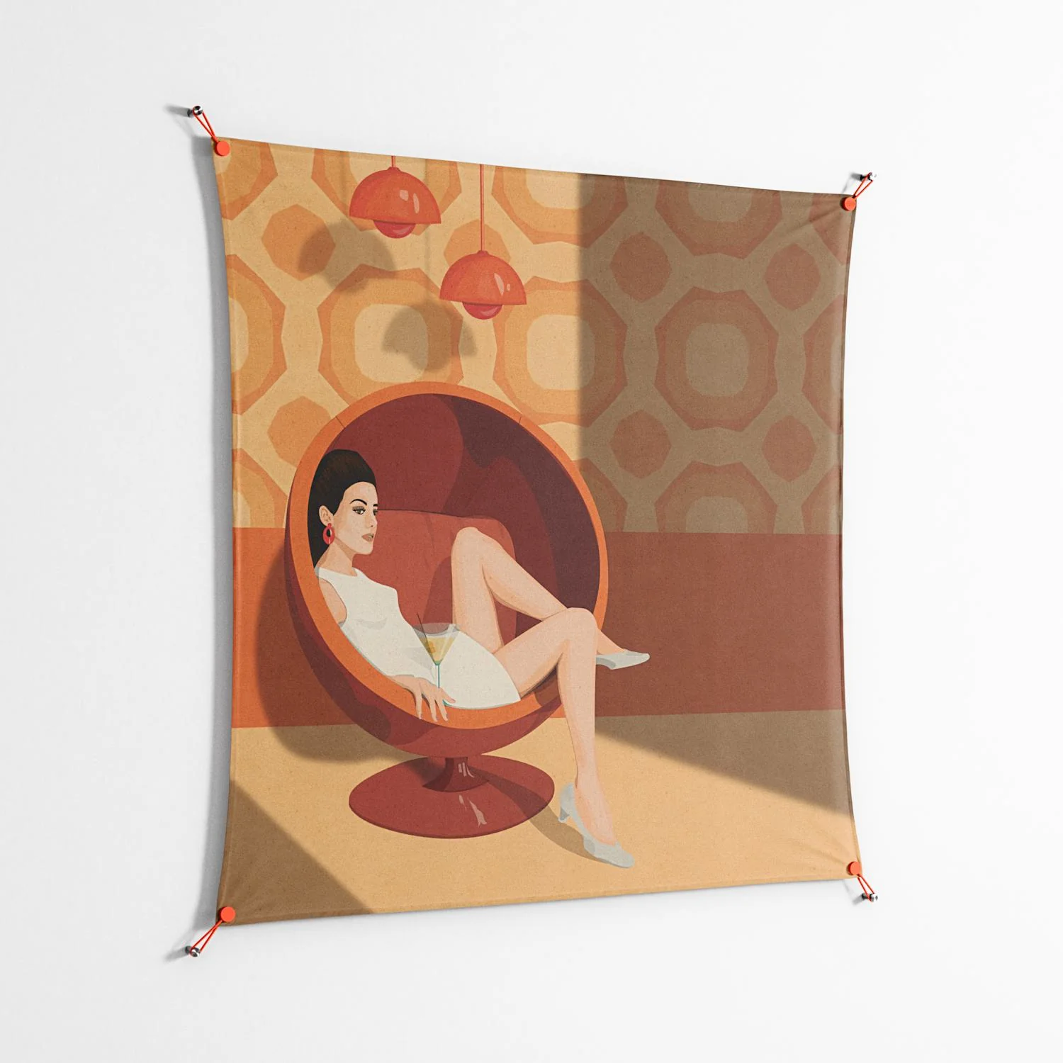 Women in ballchair - Work On Wall - Kristin Eriksson - Orange - 140 x 140 cm - Image 2