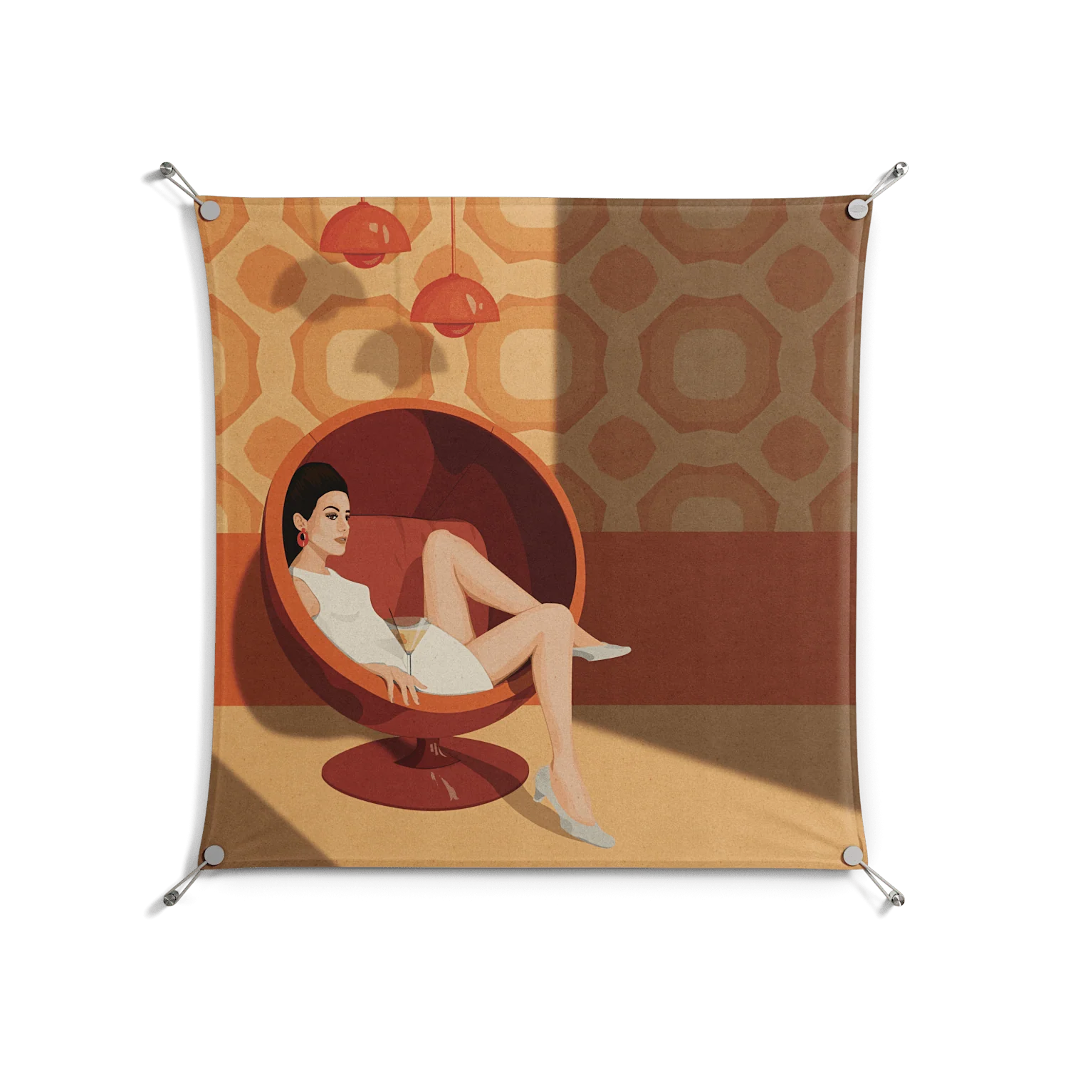 Women in ballchair - Work On Wall - Kristin Eriksson - Silver - 90 x 90 cm