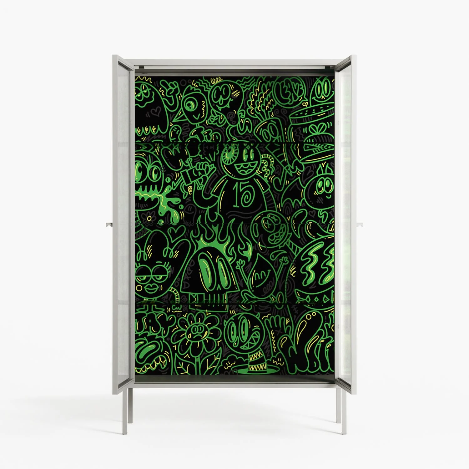 Wottosque Green - Cabinet - Craig Watkins - Chalk - Reeded glass - Image 3