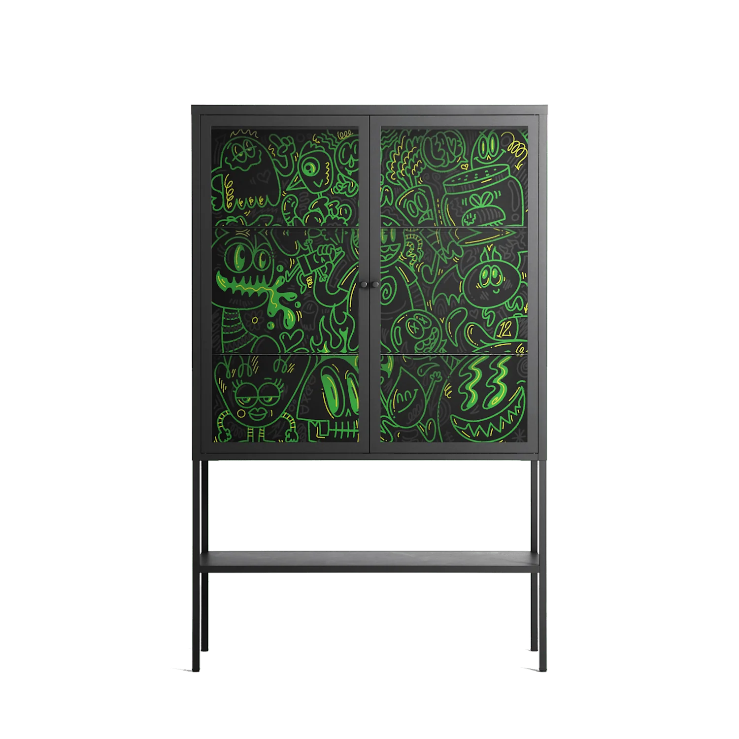 Wottosque Green - Loft Cabinet - Craig Watkins - Antracite - Clear glass
