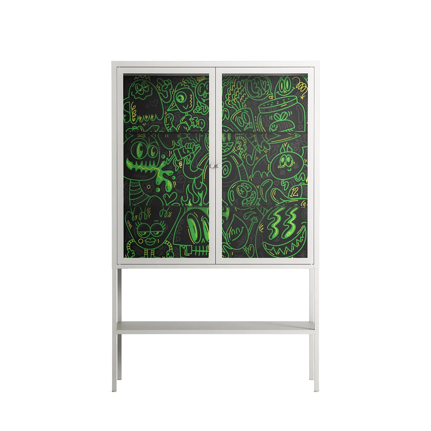Wottosque Green - Loft Cabinet - Craig Watkins - Chalk - Clear glass