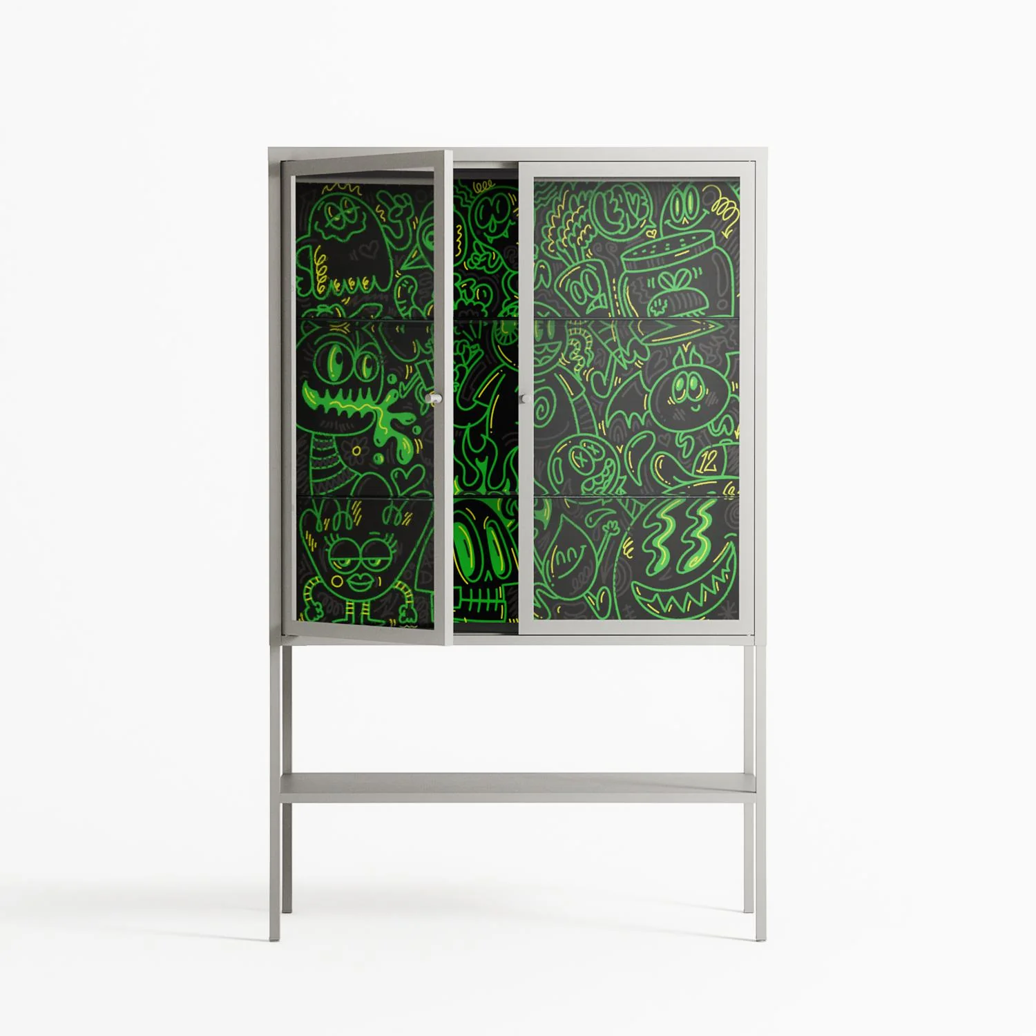 Wottosque Green - Loft Cabinet - Craig Watkins - Chalk - Clear glass - Image 2