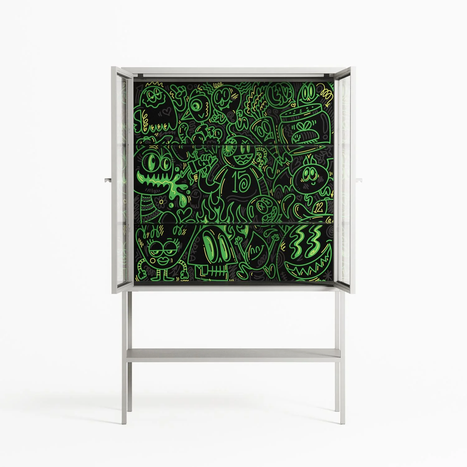 Wottosque Green - Loft Cabinet - Craig Watkins - Chalk - Clear glass - Image 3