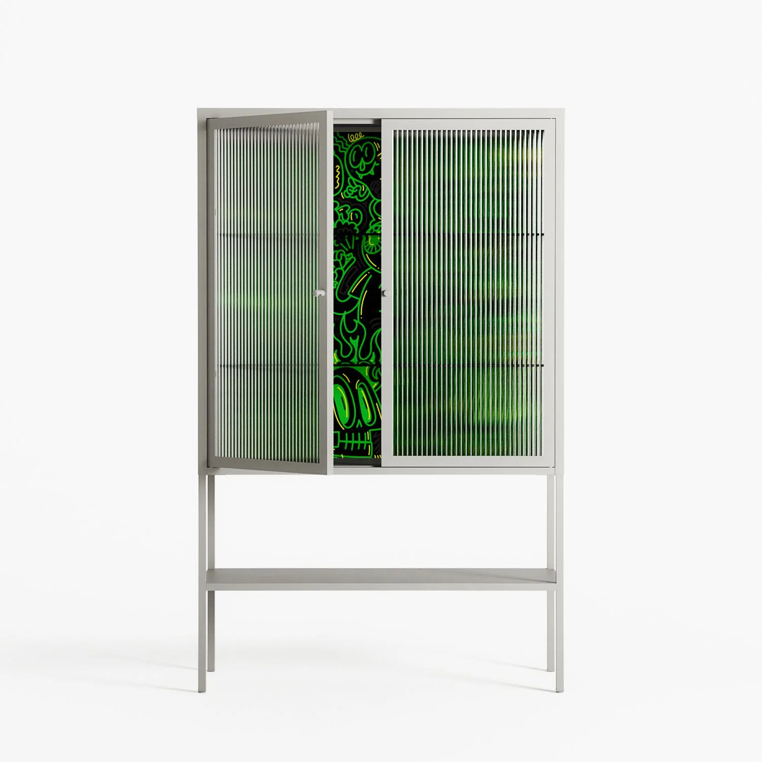 Wottosque Green - Loft Cabinet - Craig Watkins - Chalk - Reeded glass - Image 2