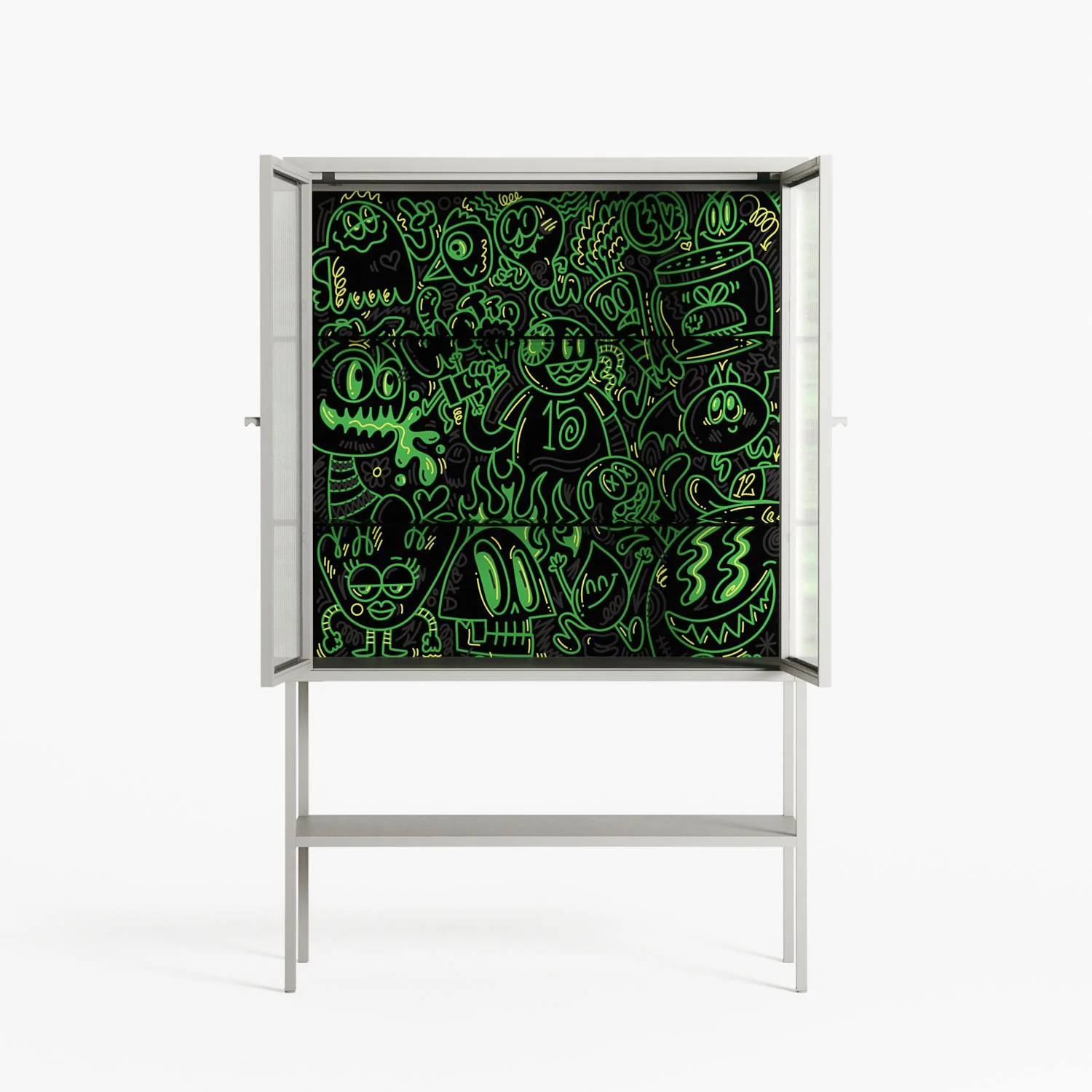 Wottosque Green - Loft Cabinet - Craig Watkins - Chalk - Reeded glass - Image 3
