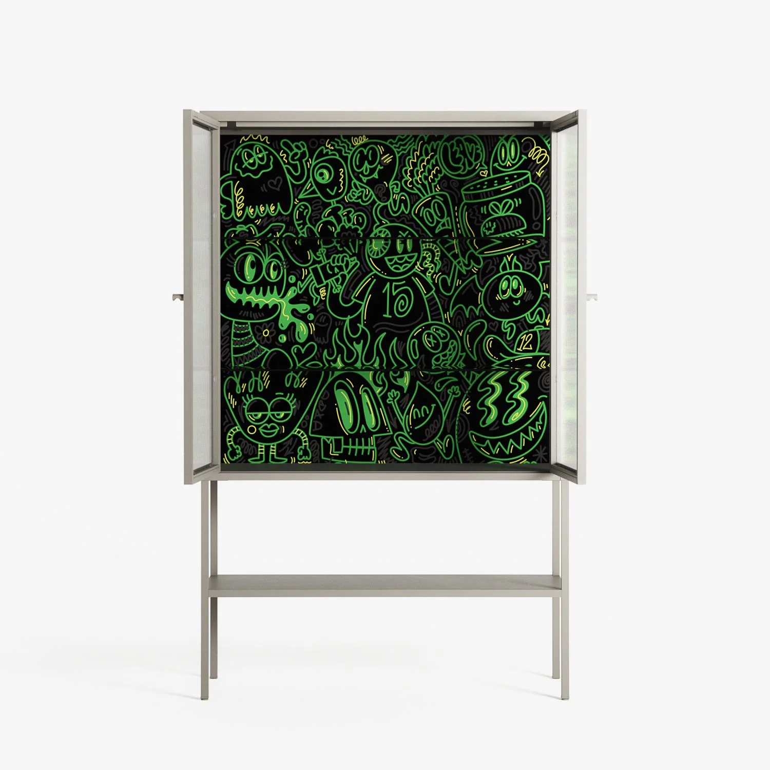 Wottosque Green - Loft Cabinet - Craig Watkins - Pebble - Reeded glass - Image 3