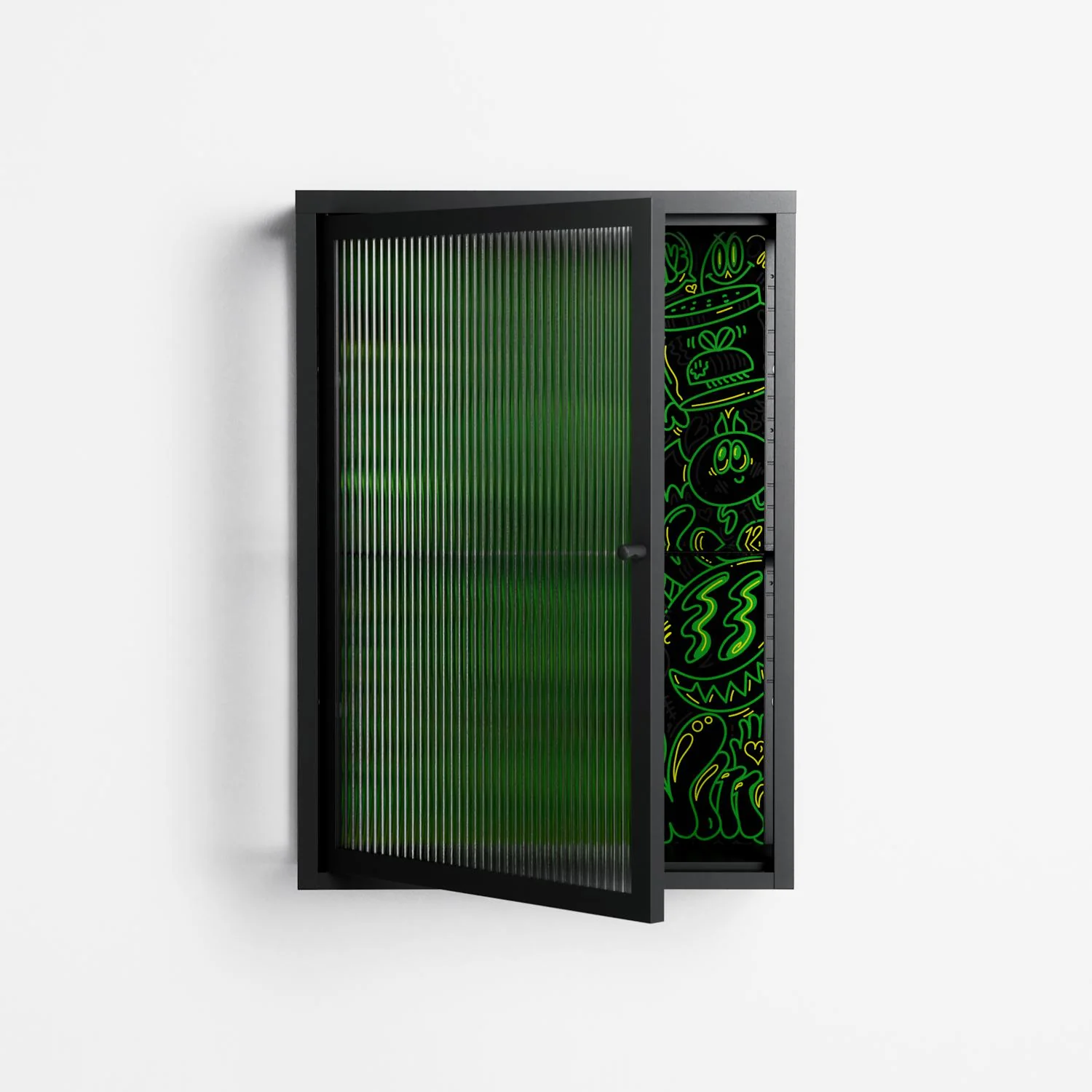 Wottosque Green - Wall Cabinet - Craig Watkins - Antracite - Reeded glass - Image 2
