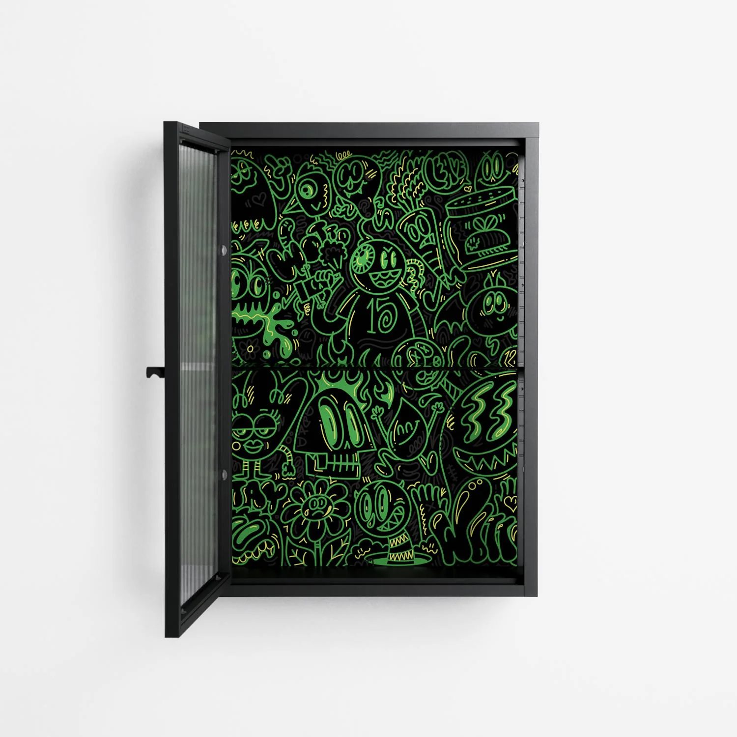 Wottosque Green - Wall Cabinet - Craig Watkins - Antracite - Reeded glass - Image 3