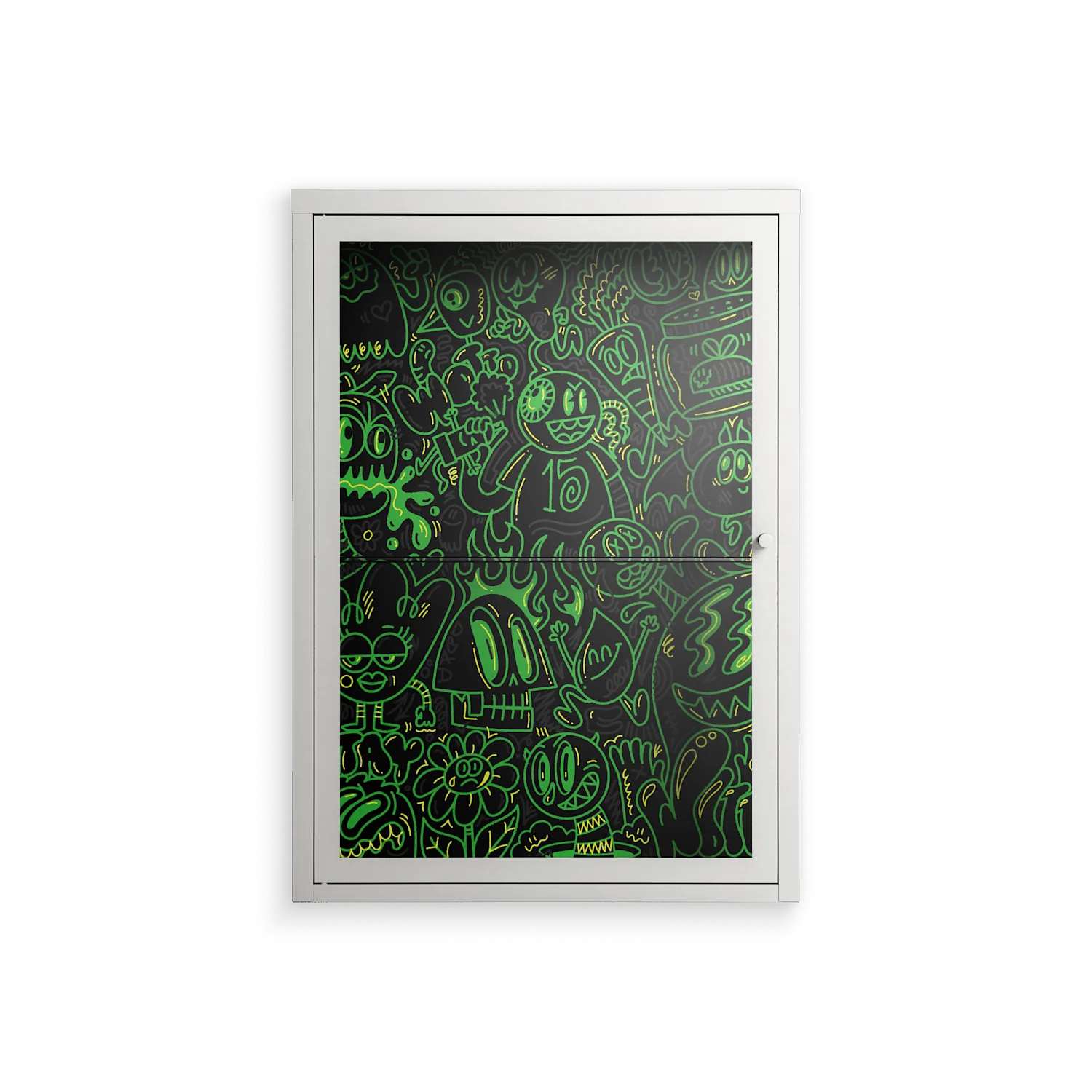 Wottosque Green - Wall Cabinet - Craig Watkins - Chalk - Clear glass