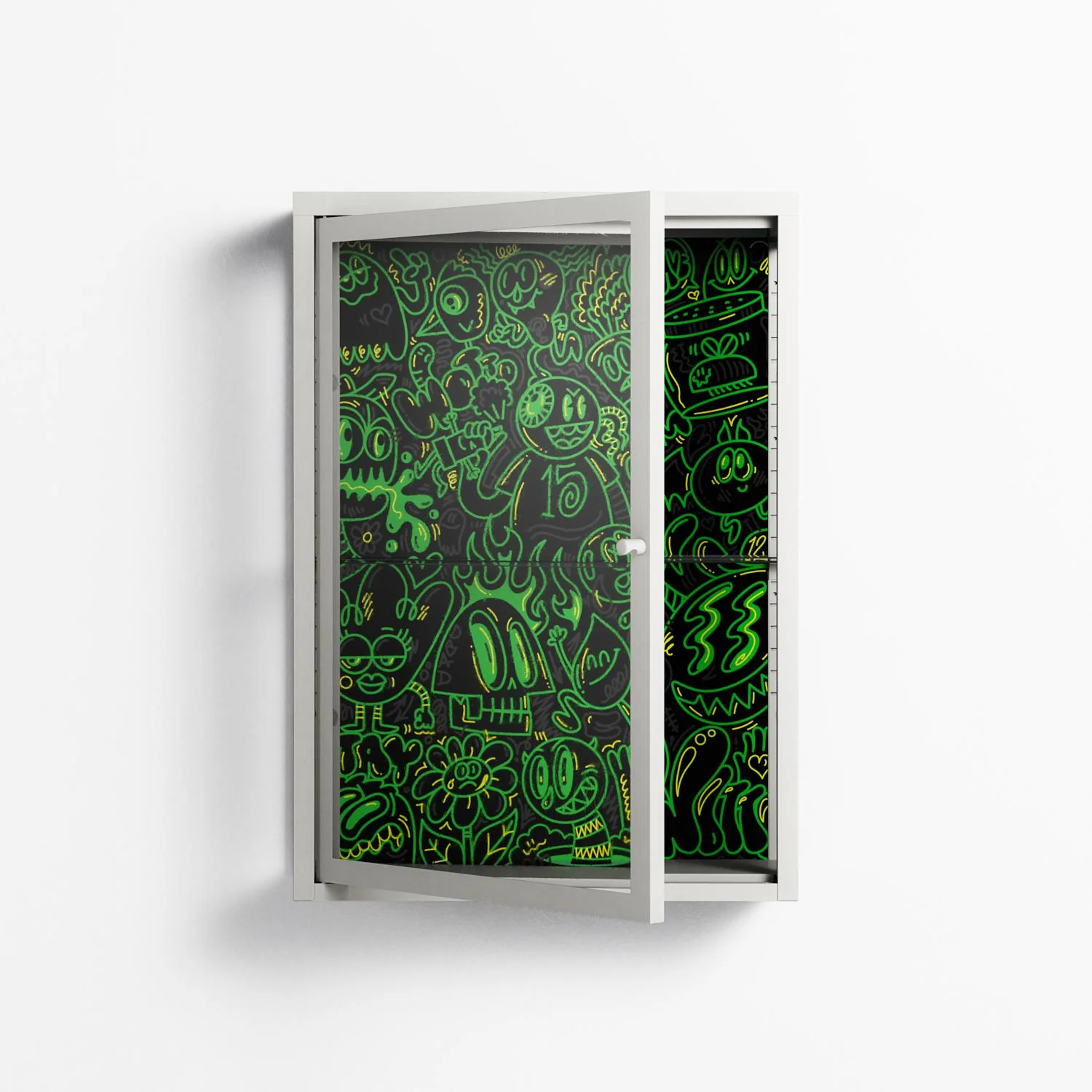 Wottosque Green - Wall Cabinet - Craig Watkins - Chalk - Clear glass - Image 2