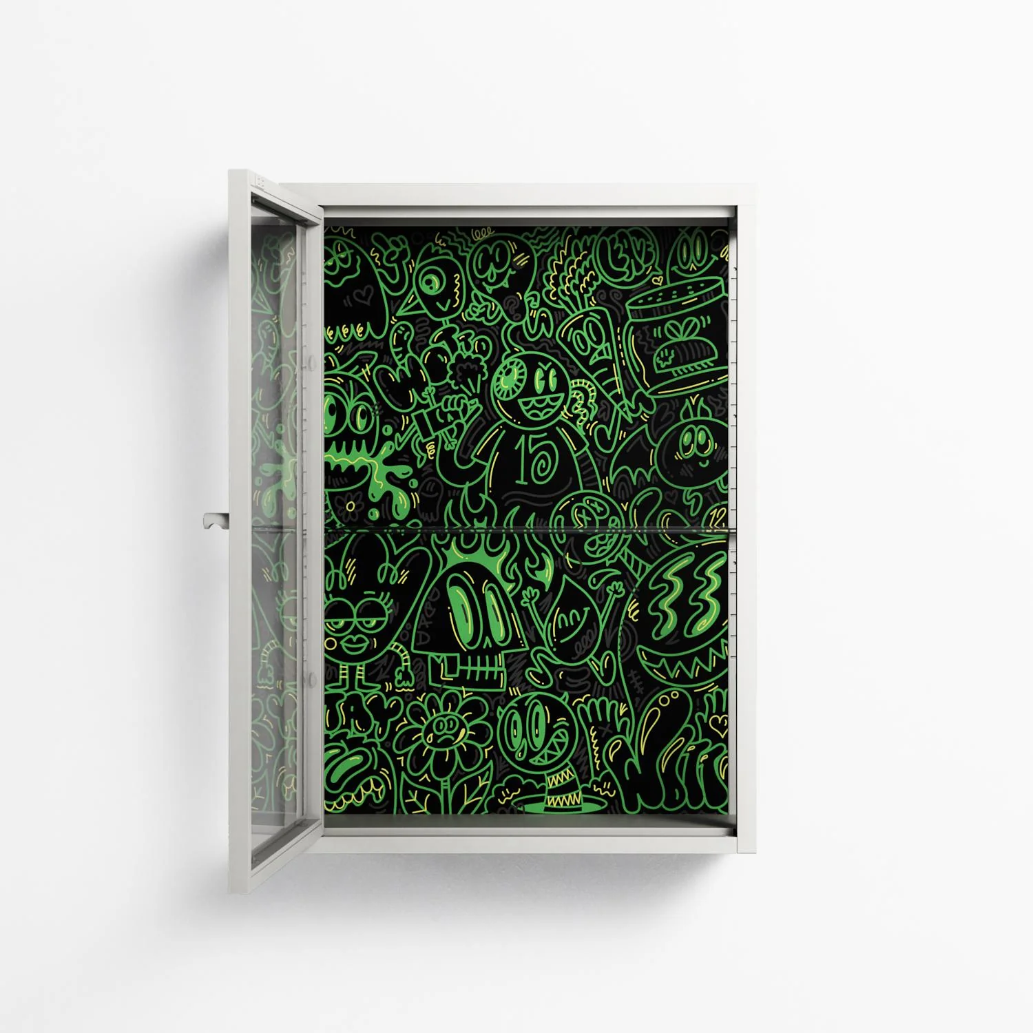 Wottosque Green - Wall Cabinet - Craig Watkins - Chalk - Clear glass - Image 3