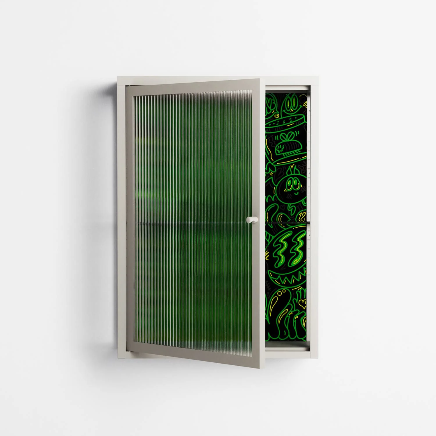 Wottosque Green - Wall Cabinet - Craig Watkins - Pebble - Reeded glass - Image 2