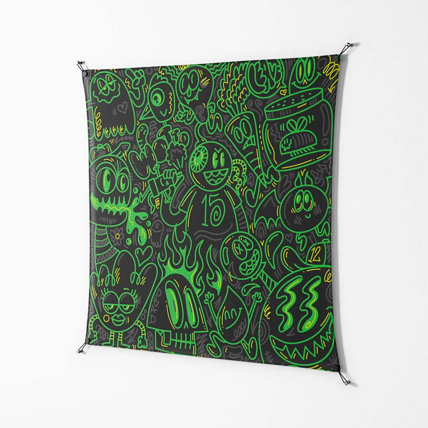 Wottosque Green - Work On Wall - Craig Watkins - Black - 140 x 140 cm - Image 2
