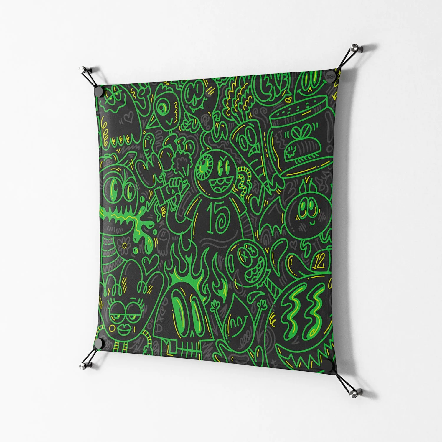Wottosque Green - Work On Wall - Craig Watkins - Black - 70 x 70 cm - Image 2