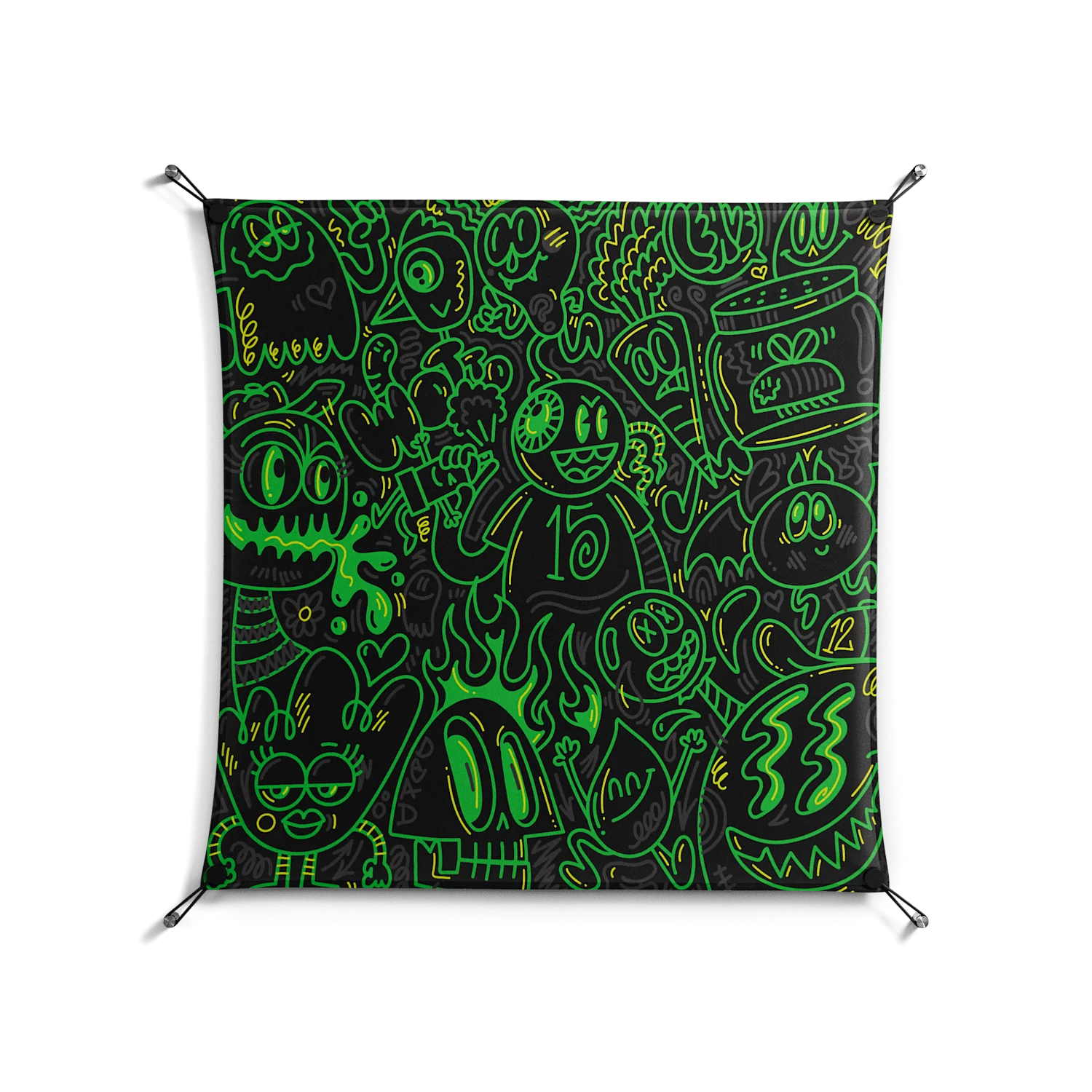 Wottosque Green - Work On Wall - Craig Watkins - Black - 90 x 90 cm