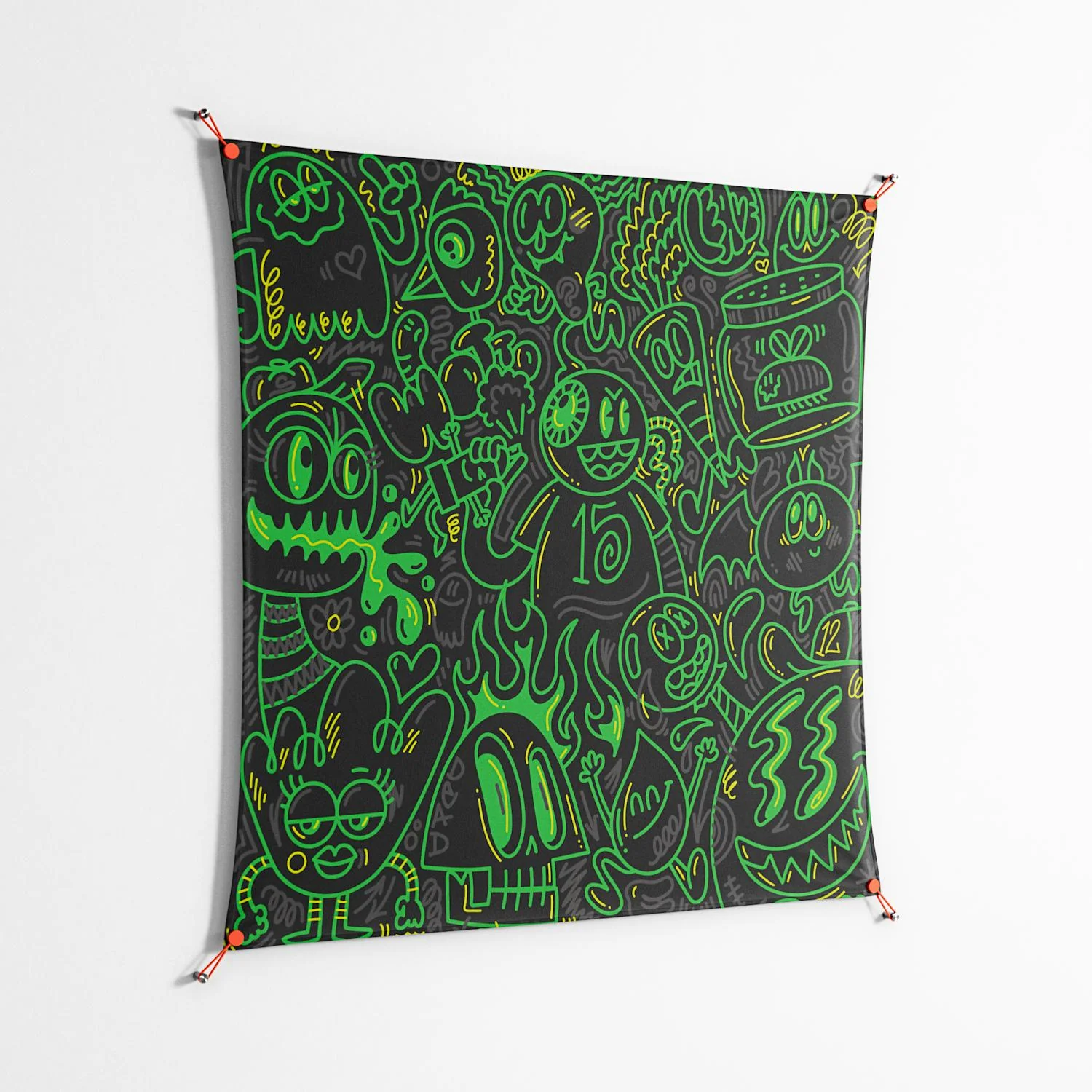 Wottosque Green - Work On Wall - Craig Watkins - Orange - 140 x 140 cm - Image 2