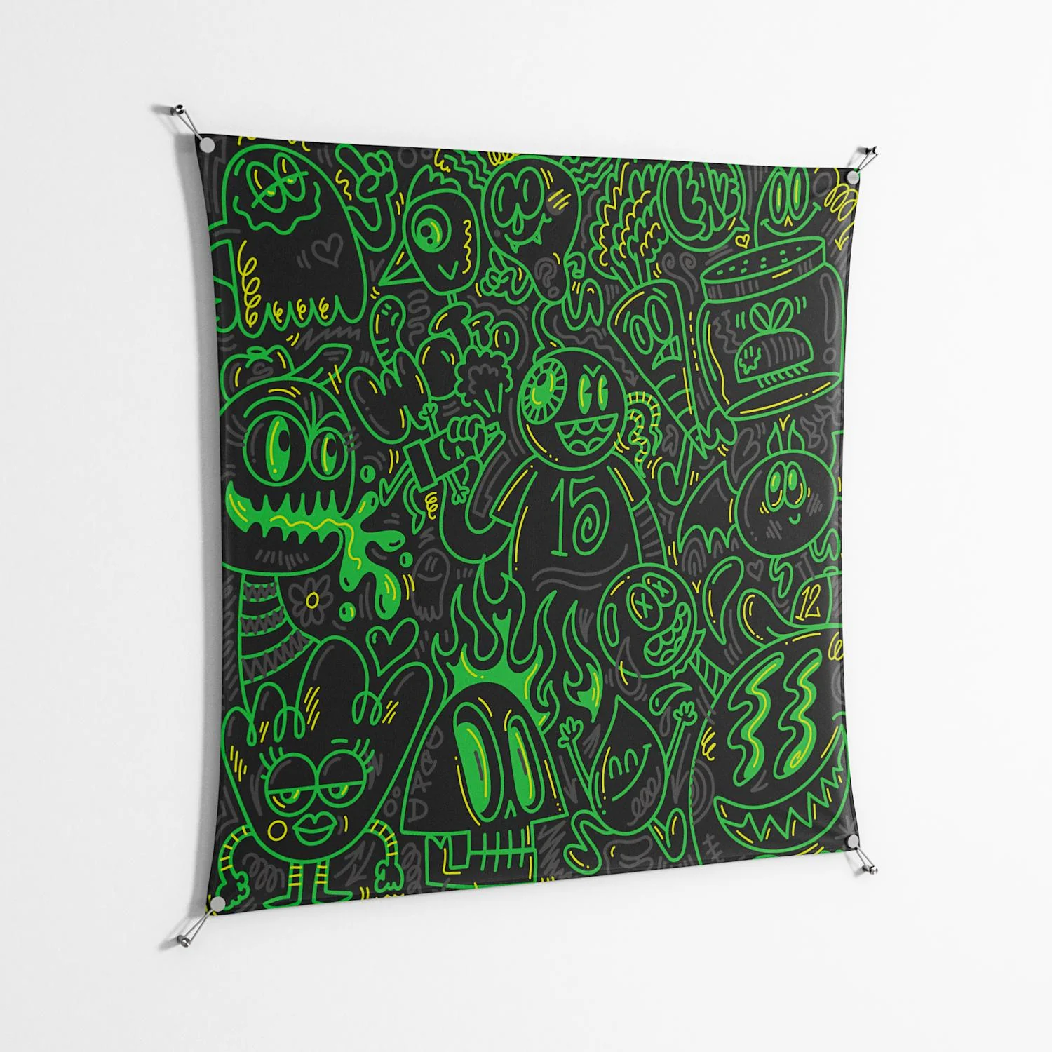 Wottosque Green - Work On Wall - Craig Watkins - Silver - 140 x 140 cm - Image 2