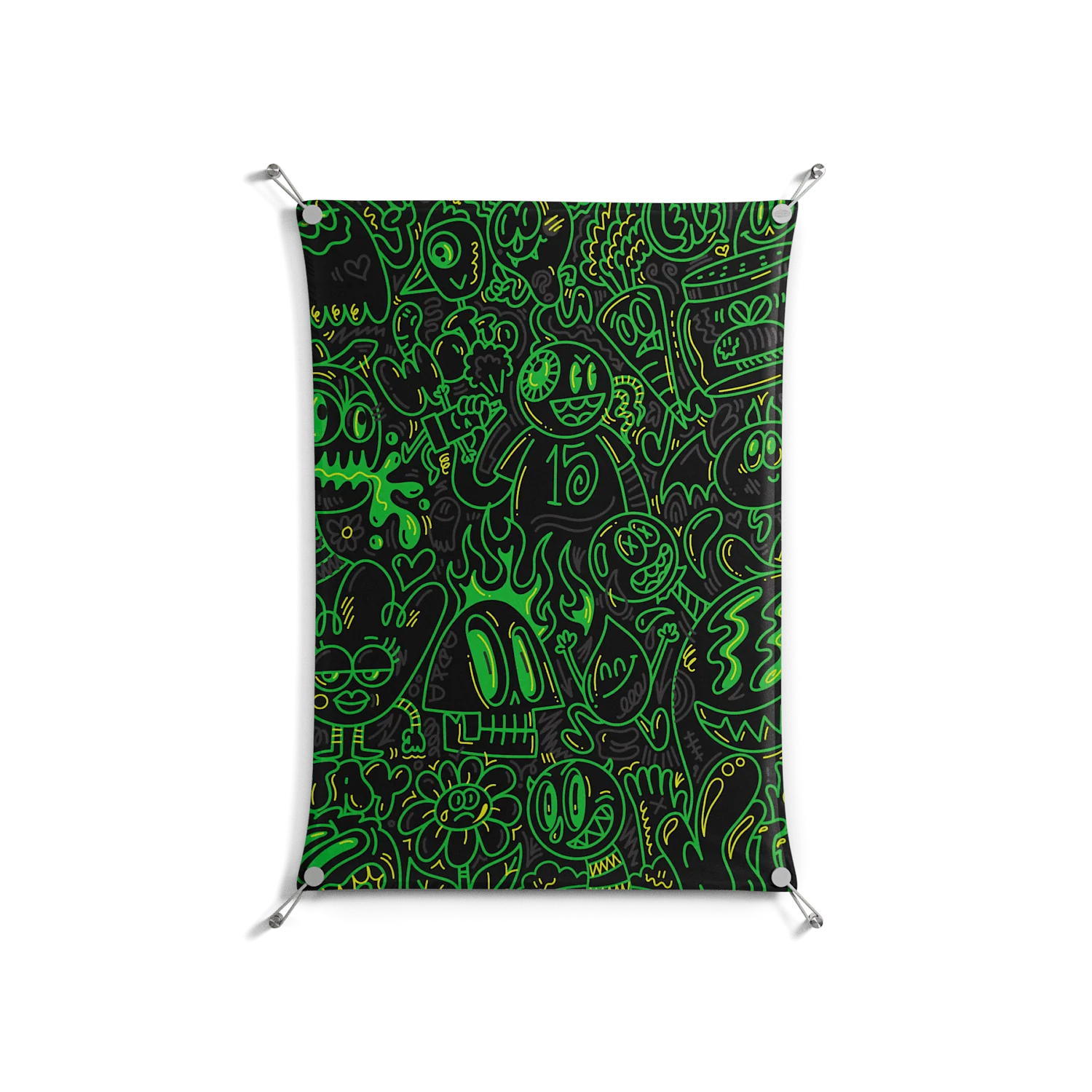 Wottosque Green - Work On Wall - Craig Watkins - Silver - 70 x 100 cm