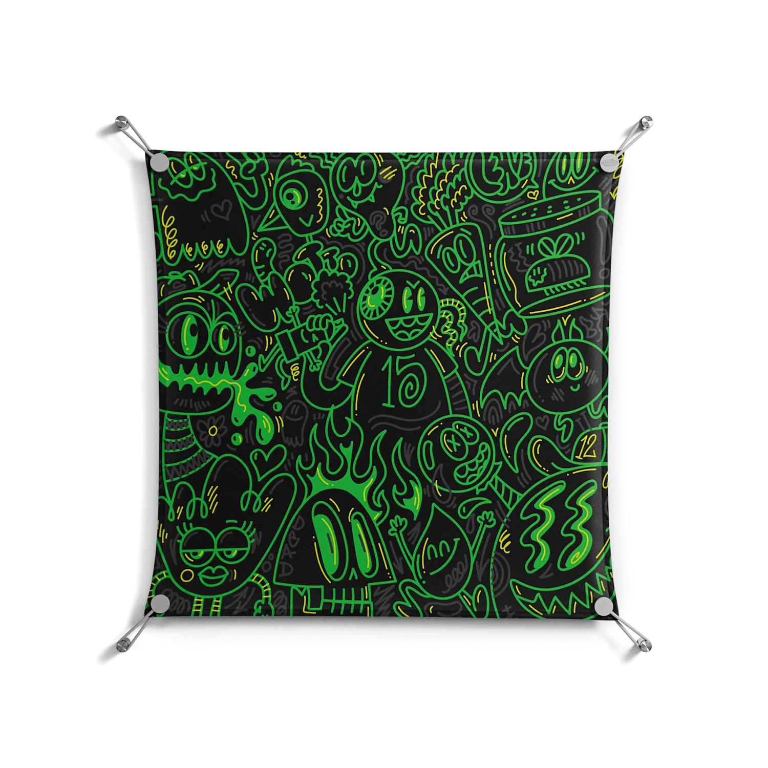 Wottosque Green - Work On Wall - Craig Watkins - Silver - 70 x 70 cm