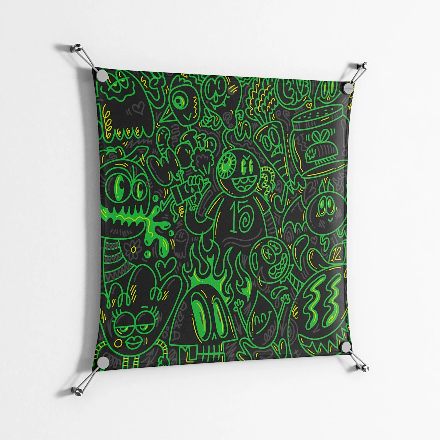 Wottosque Green - Work On Wall - Craig Watkins - Silver - 70 x 70 cm - Image 2