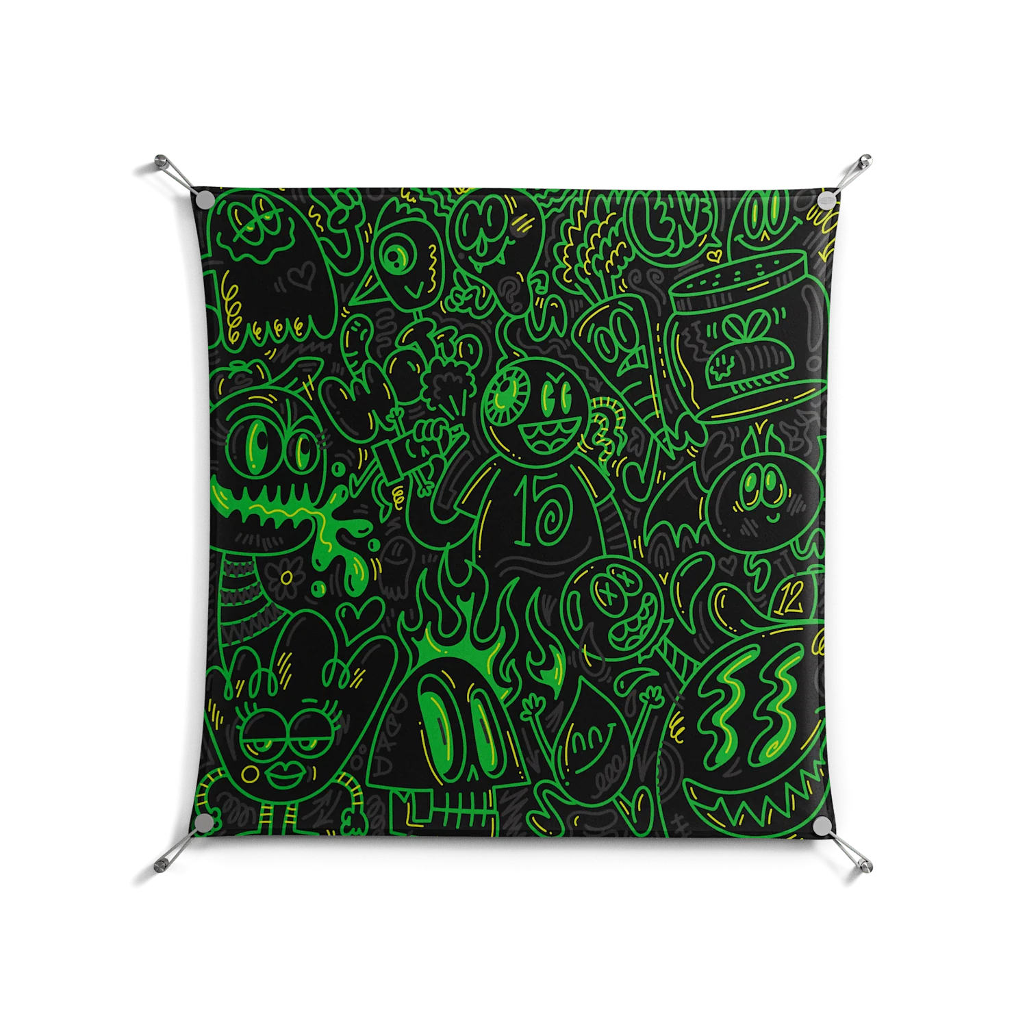 Wottosque Green - Work On Wall - Craig Watkins - Silver - 90 x 90 cm
