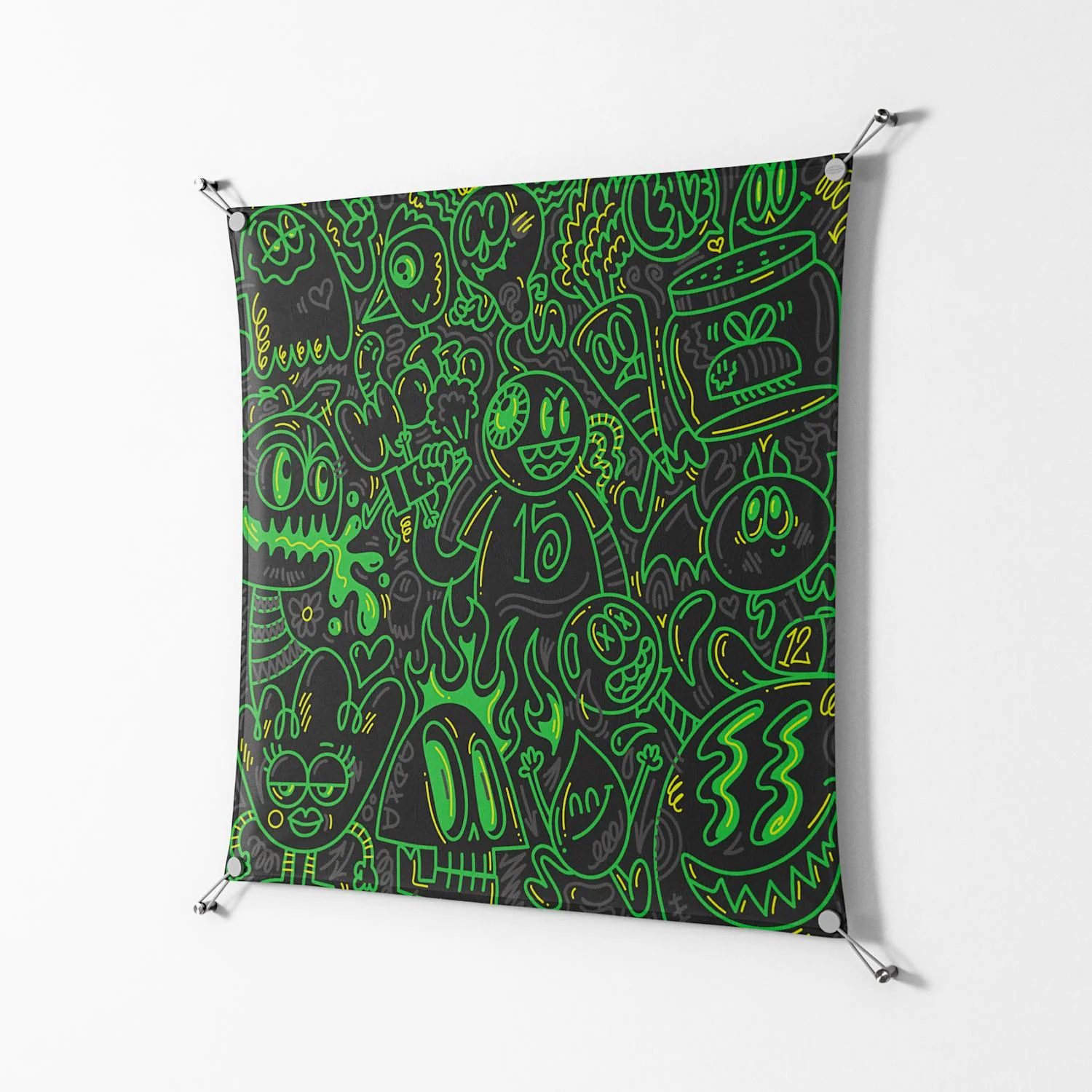 Wottosque Green - Work On Wall - Craig Watkins - Silver - 90 x 90 cm - Image 2