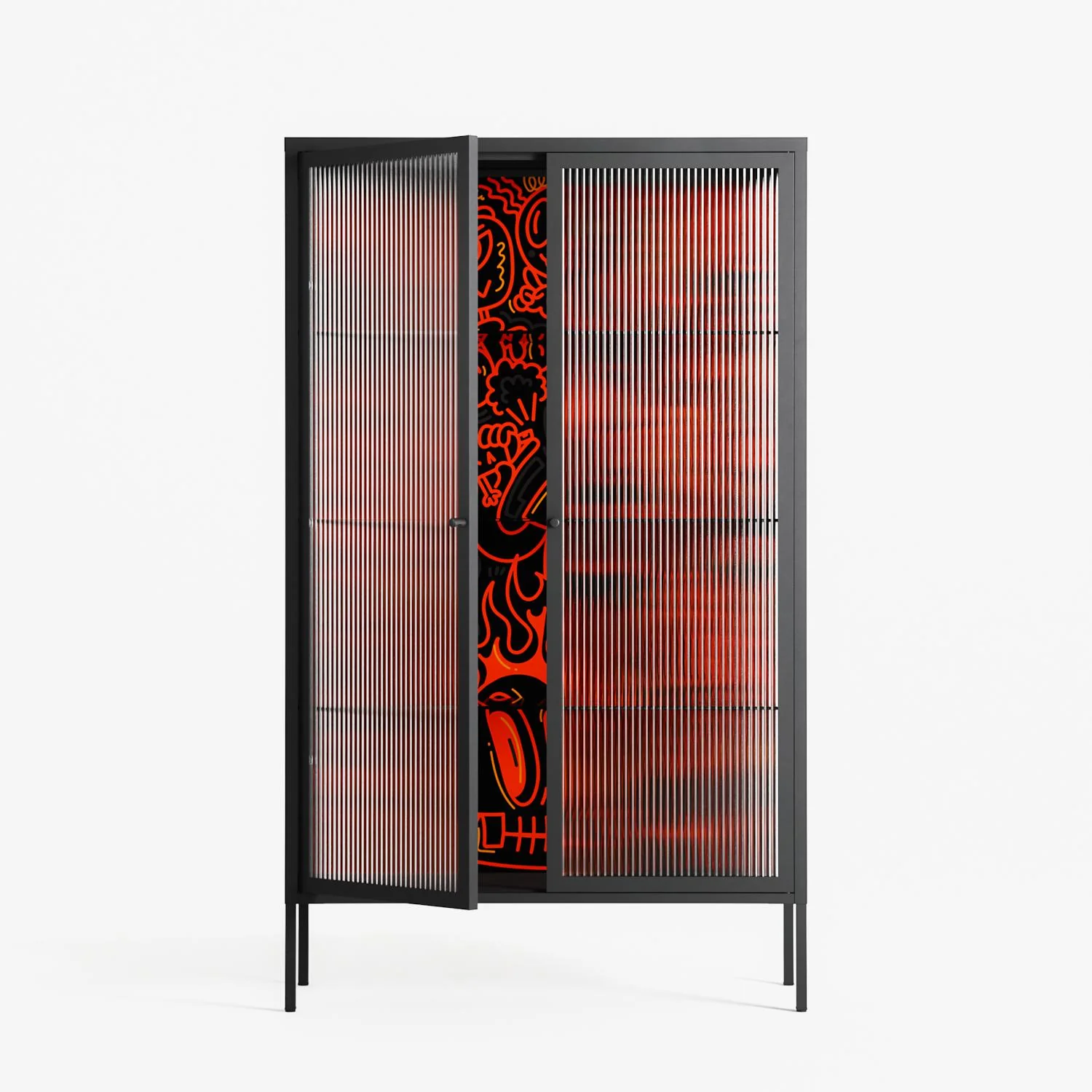 Wottosque Red - Cabinet - Craig Watkins - Antracite - Reeded glass - Image 2