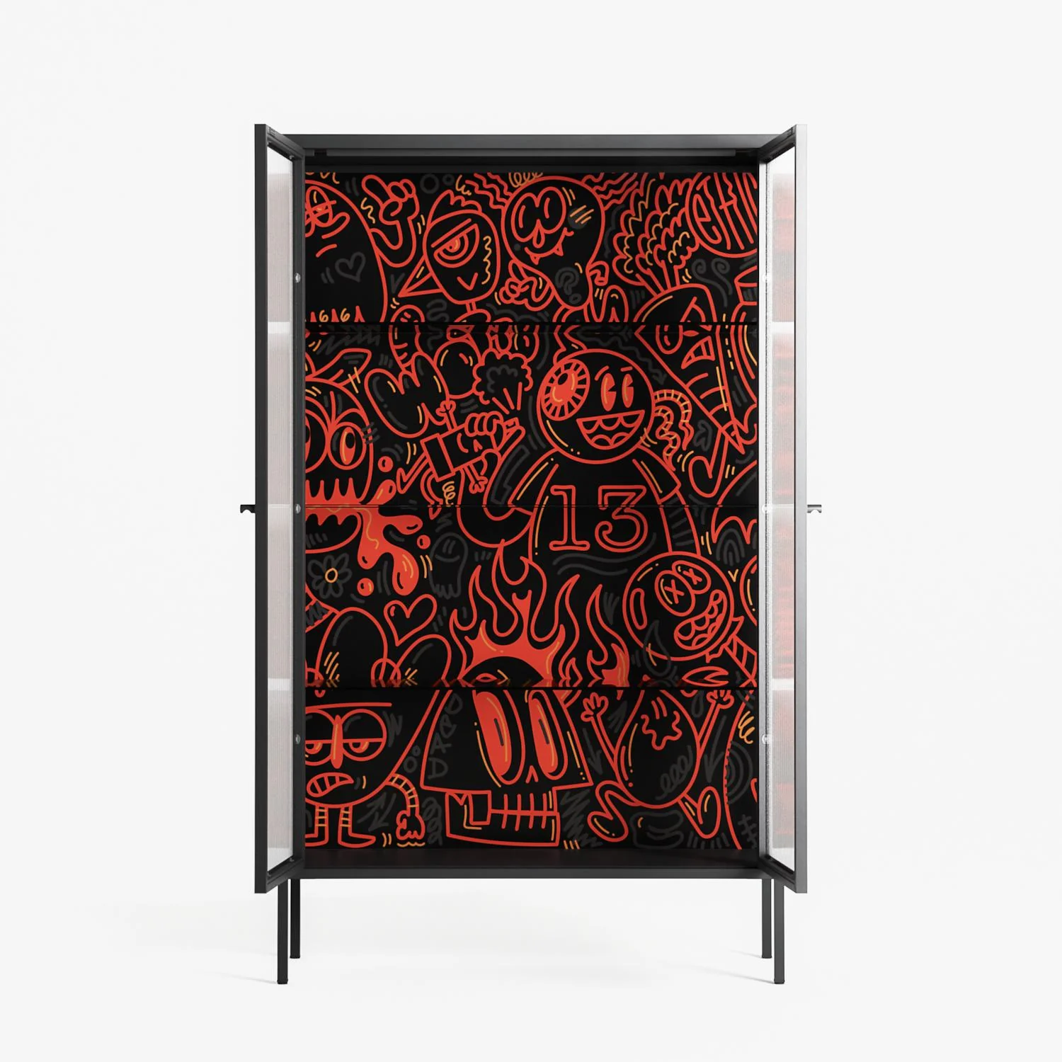 Wottosque Red - Cabinet - Craig Watkins - Antracite - Reeded glass - Image 3