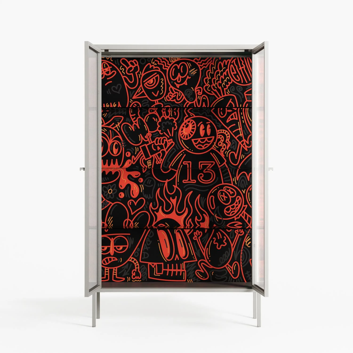 Wottosque Red - Cabinet - Craig Watkins - Chalk - Reeded glass - Image 3