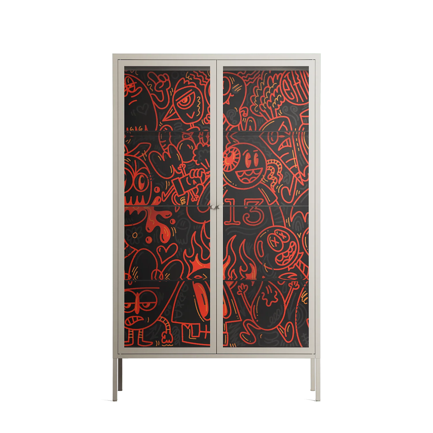 Wottosque Red - Cabinet - Craig Watkins - Pebble - Clear glass