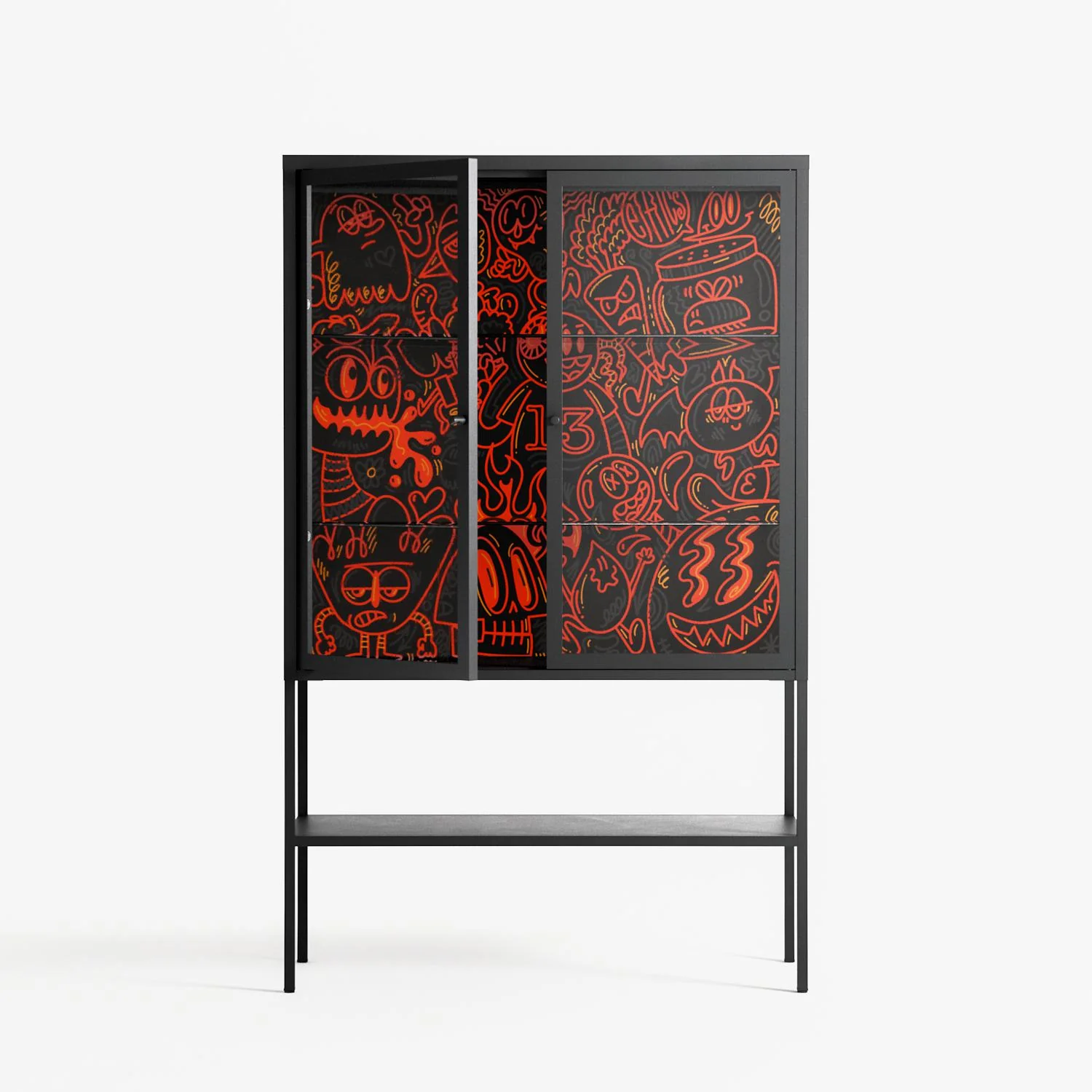 Wottosque Red - Loft Cabinet - Craig Watkins - Antracite - Clear glass - Image 2