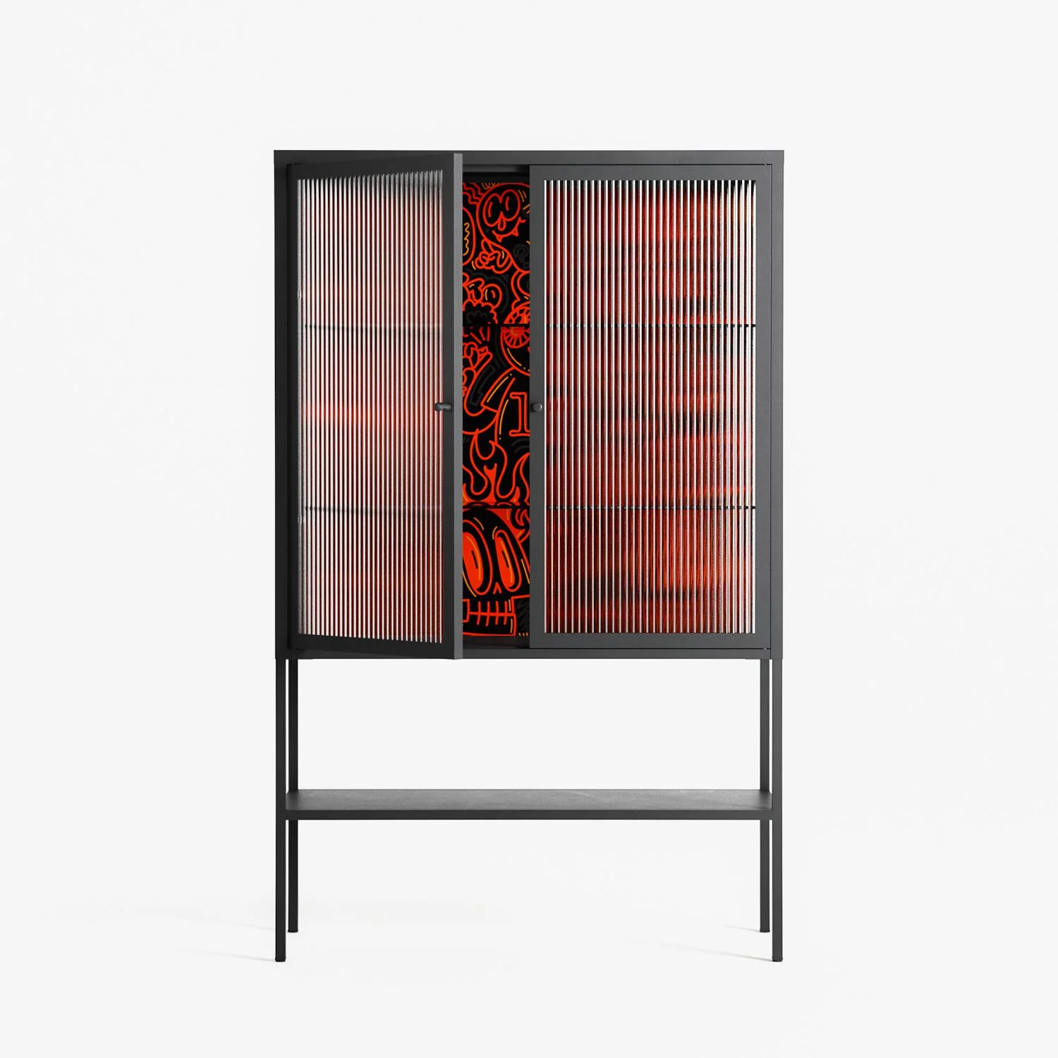 Wottosque Red - Loft Cabinet - Craig Watkins - Antracite - Reeded glass - Image 2