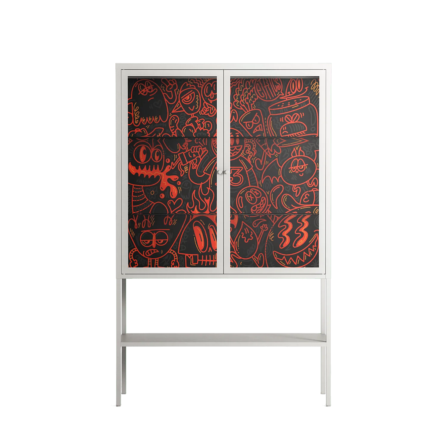 Wottosque Red - Loft Cabinet - Craig Watkins - Chalk - Clear glass