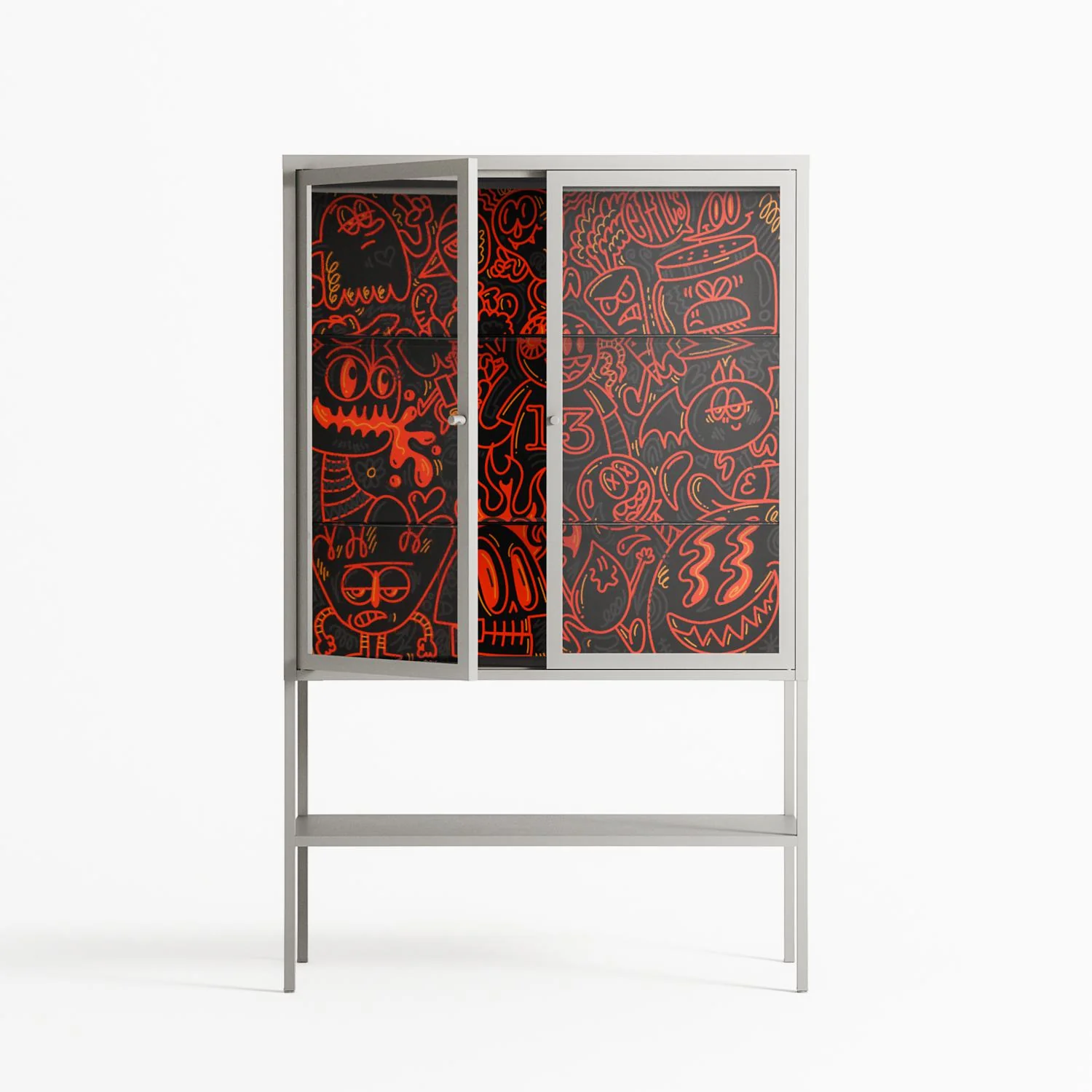 Wottosque Red - Loft Cabinet - Craig Watkins - Chalk - Clear glass - Image 2