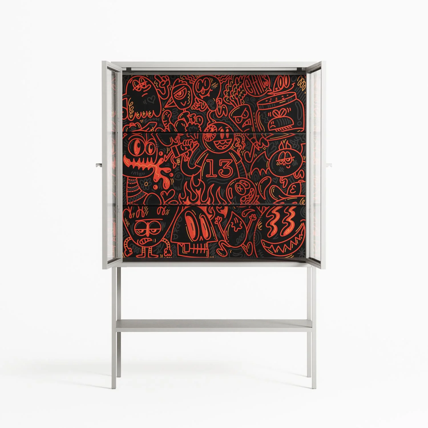 Wottosque Red - Loft Cabinet - Craig Watkins - Chalk - Clear glass - Image 3