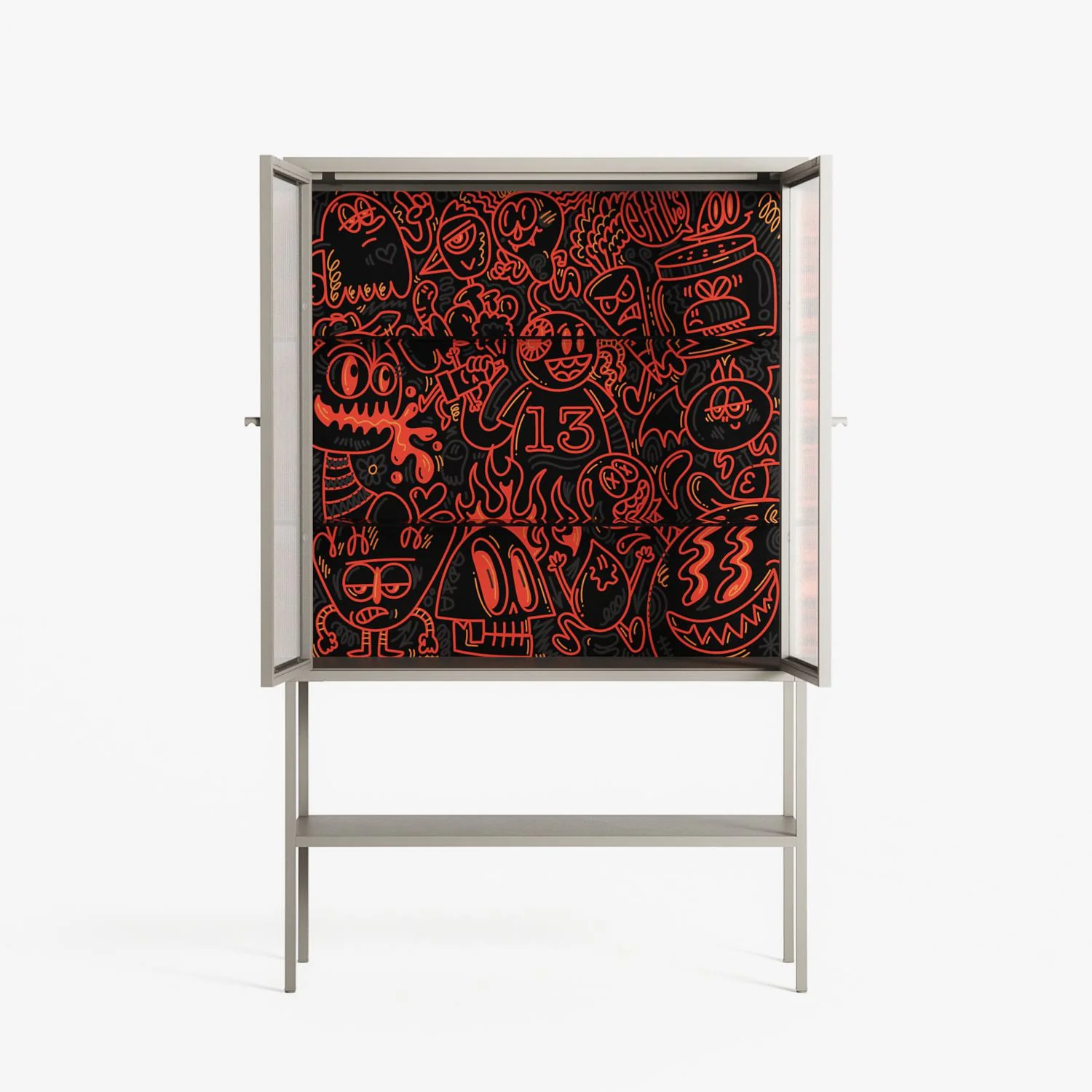 Wottosque Red - Loft Cabinet - Craig Watkins - Pebble - Reeded glass - Image 3