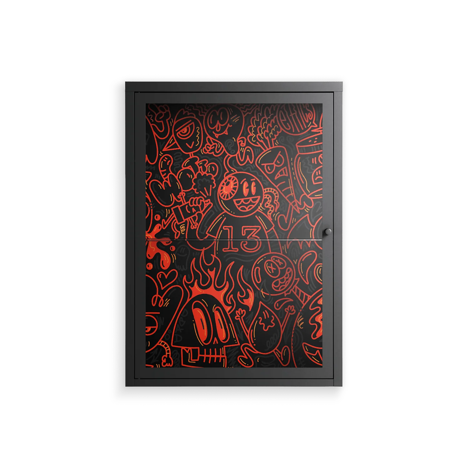 Wottosque Red - Wall Cabinet - Craig Watkins - Antracite - Clear glass