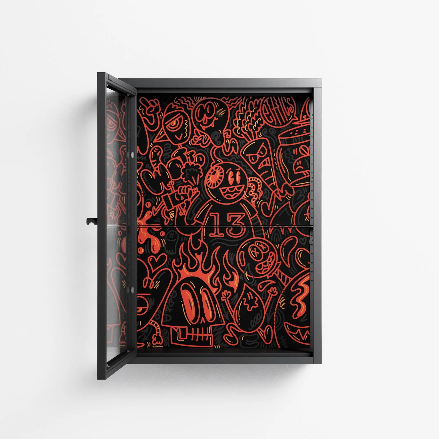 Wottosque Red - Wall Cabinet - Craig Watkins - Antracite - Clear glass - Image 3
