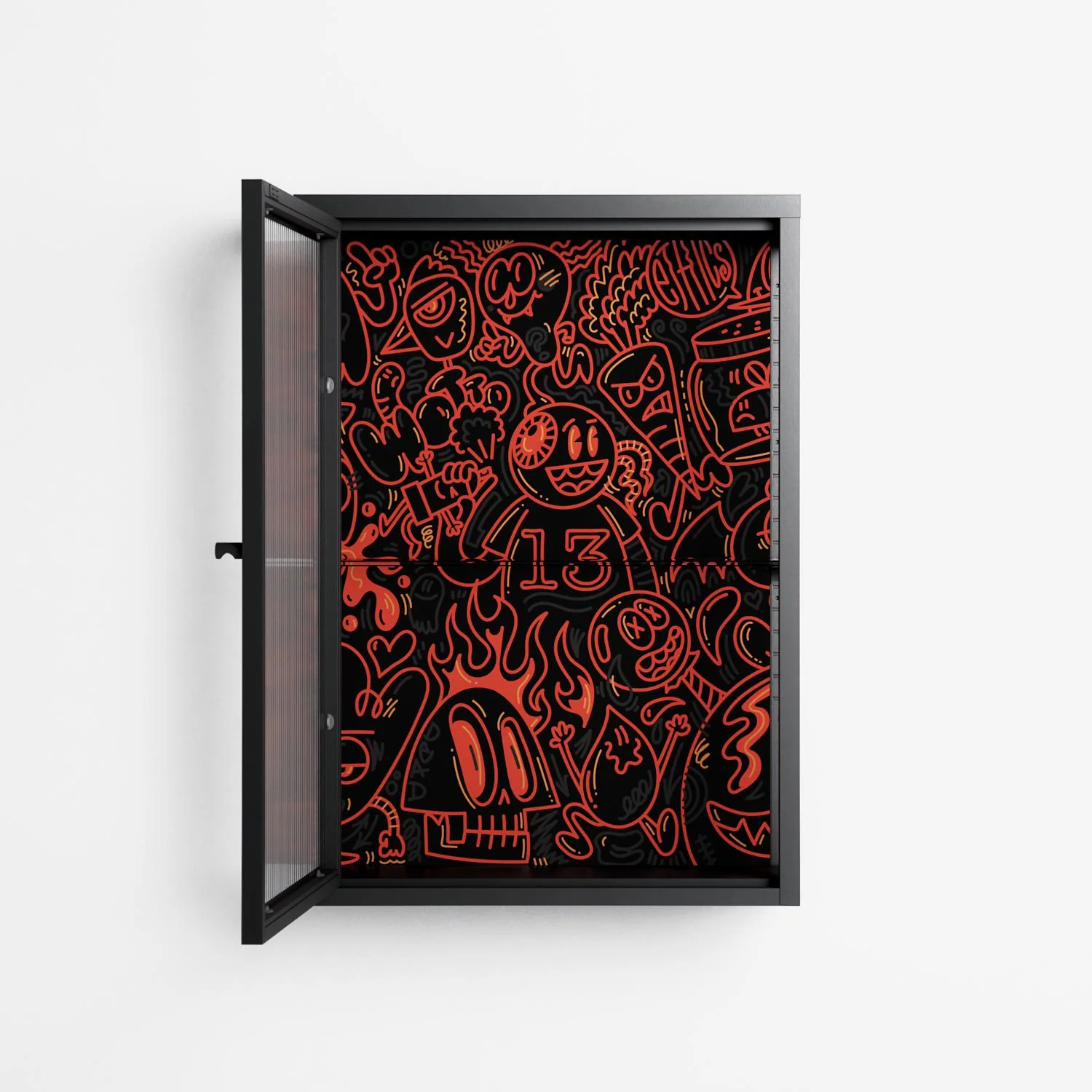 Wottosque Red - Wall Cabinet - Craig Watkins - Antracite - Reeded glass - Image 3