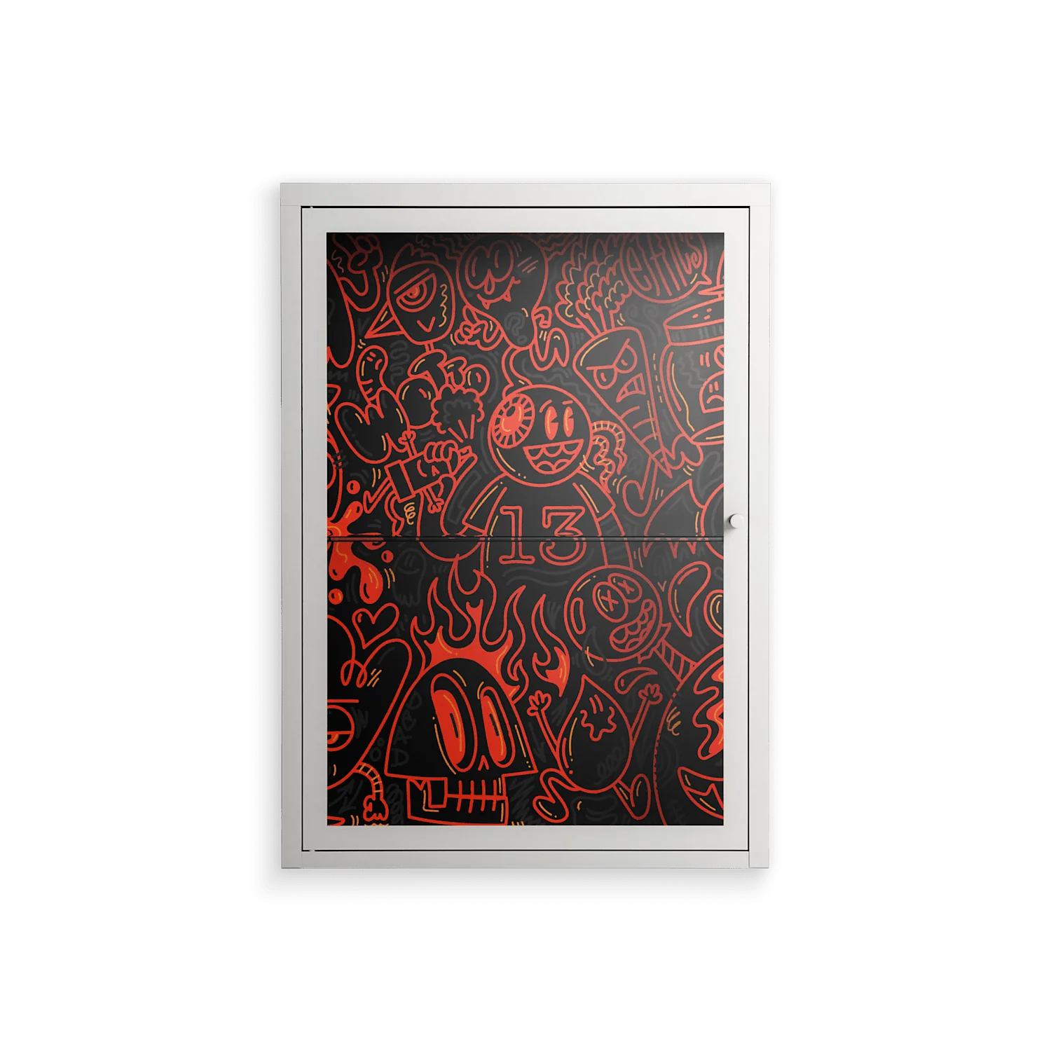Wottosque Red - Wall Cabinet - Craig Watkins - Chalk - Clear glass