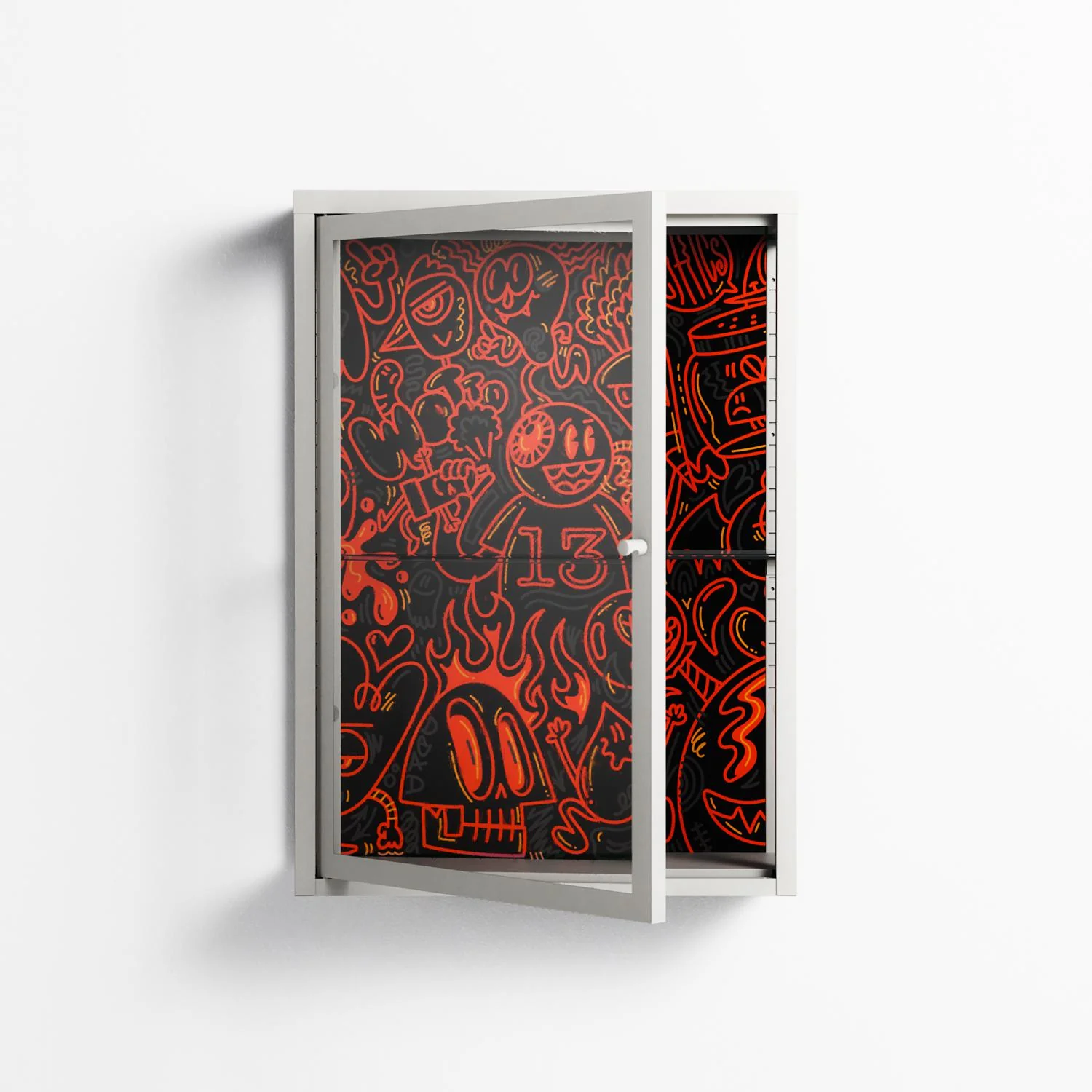 Wottosque Red - Wall Cabinet - Craig Watkins - Chalk - Clear glass - Image 2