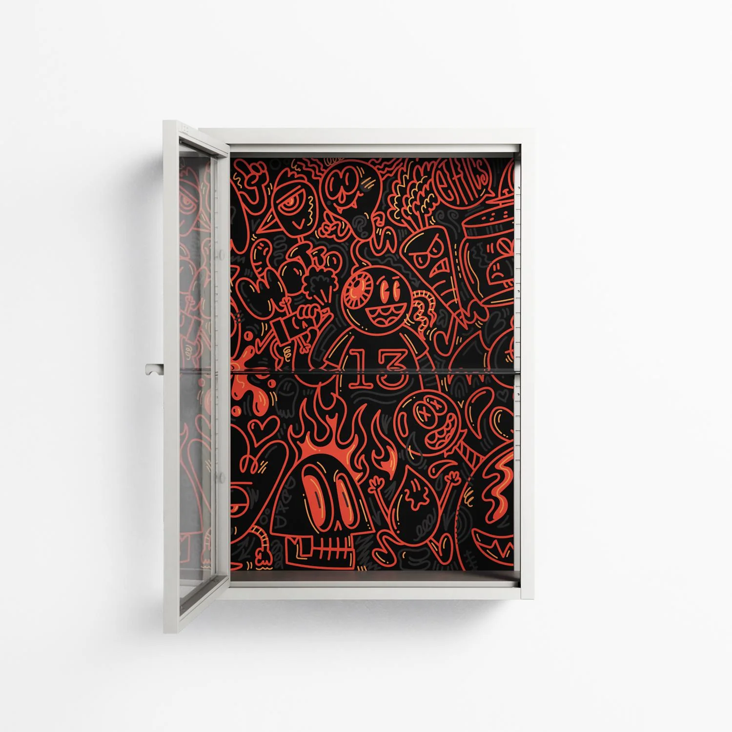 Wottosque Red - Wall Cabinet - Craig Watkins - Chalk - Clear glass - Image 3