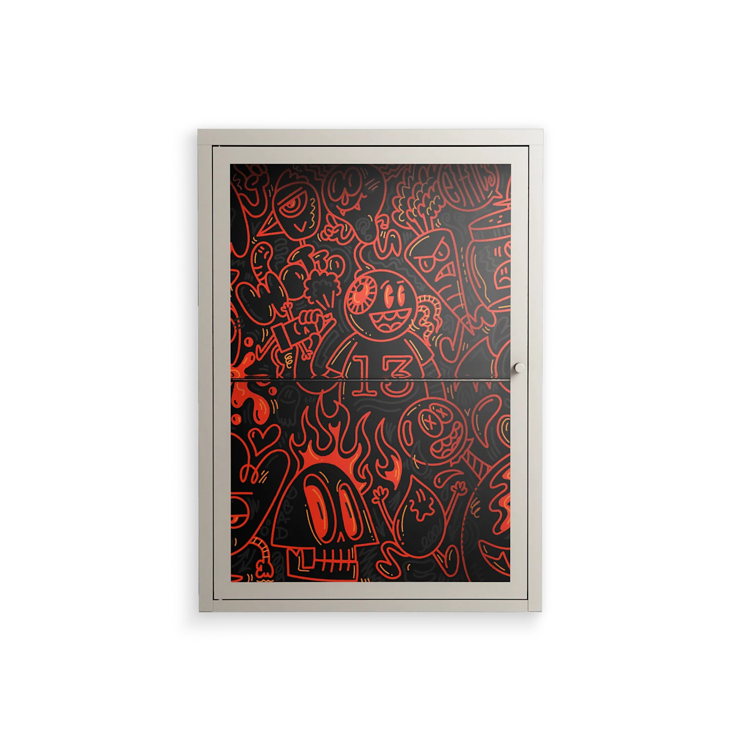 Wottosque Red - Wall Cabinet - Craig Watkins - Pebble - Clear glass